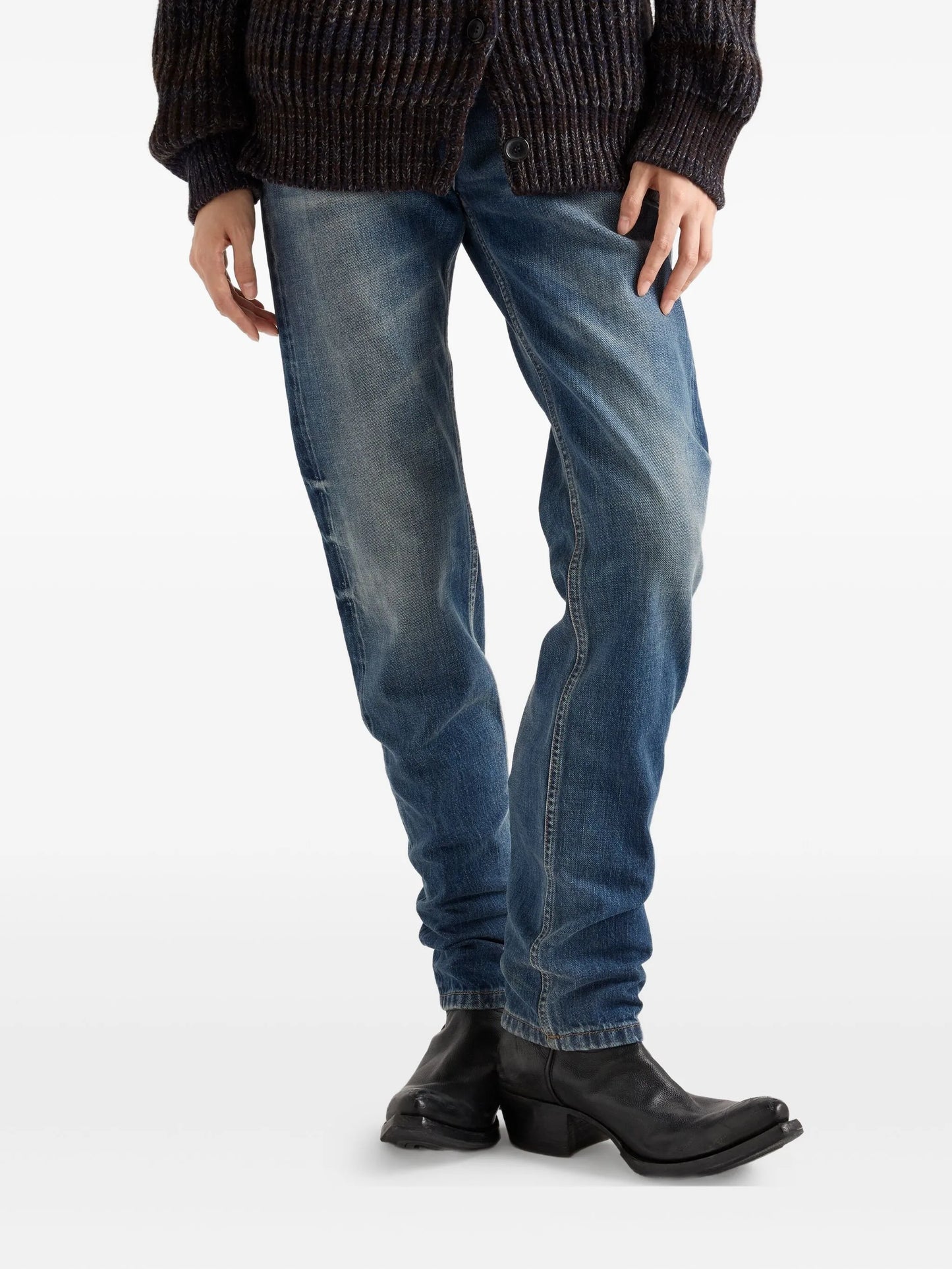 tapered washed jeans