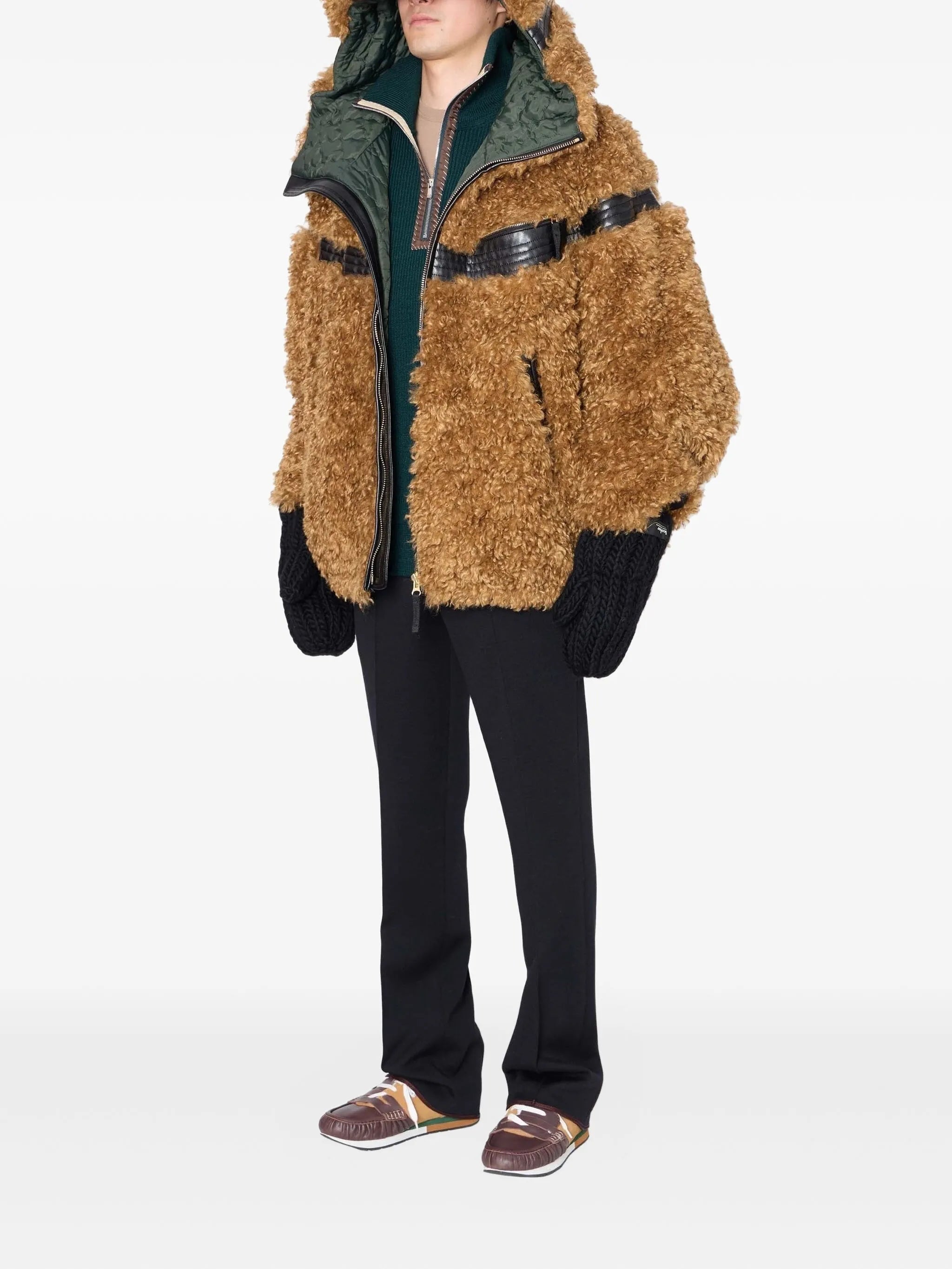 leather-trimmed jacket