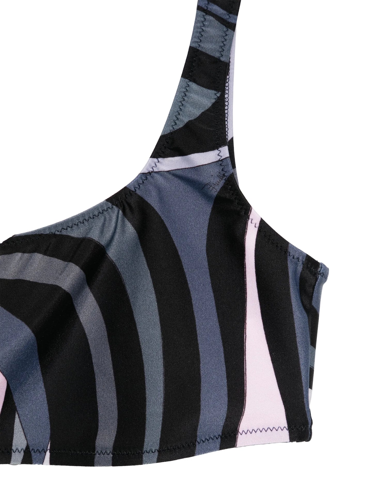 Marmo print asymmetrical bikini top