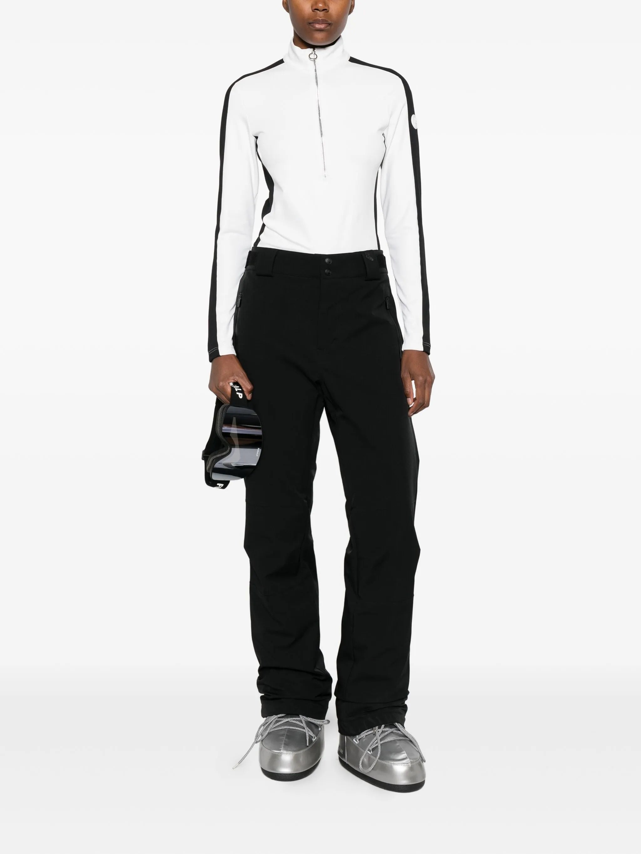 Negam side-stripe zip-neck ski top