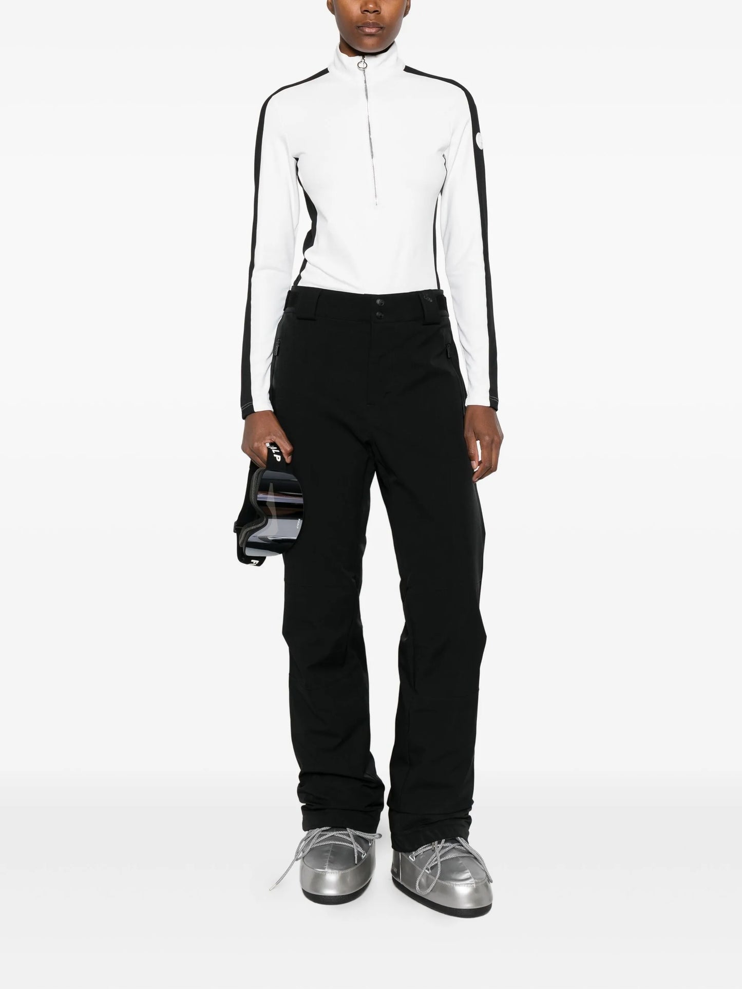 Negam side-stripe zip-neck ski top