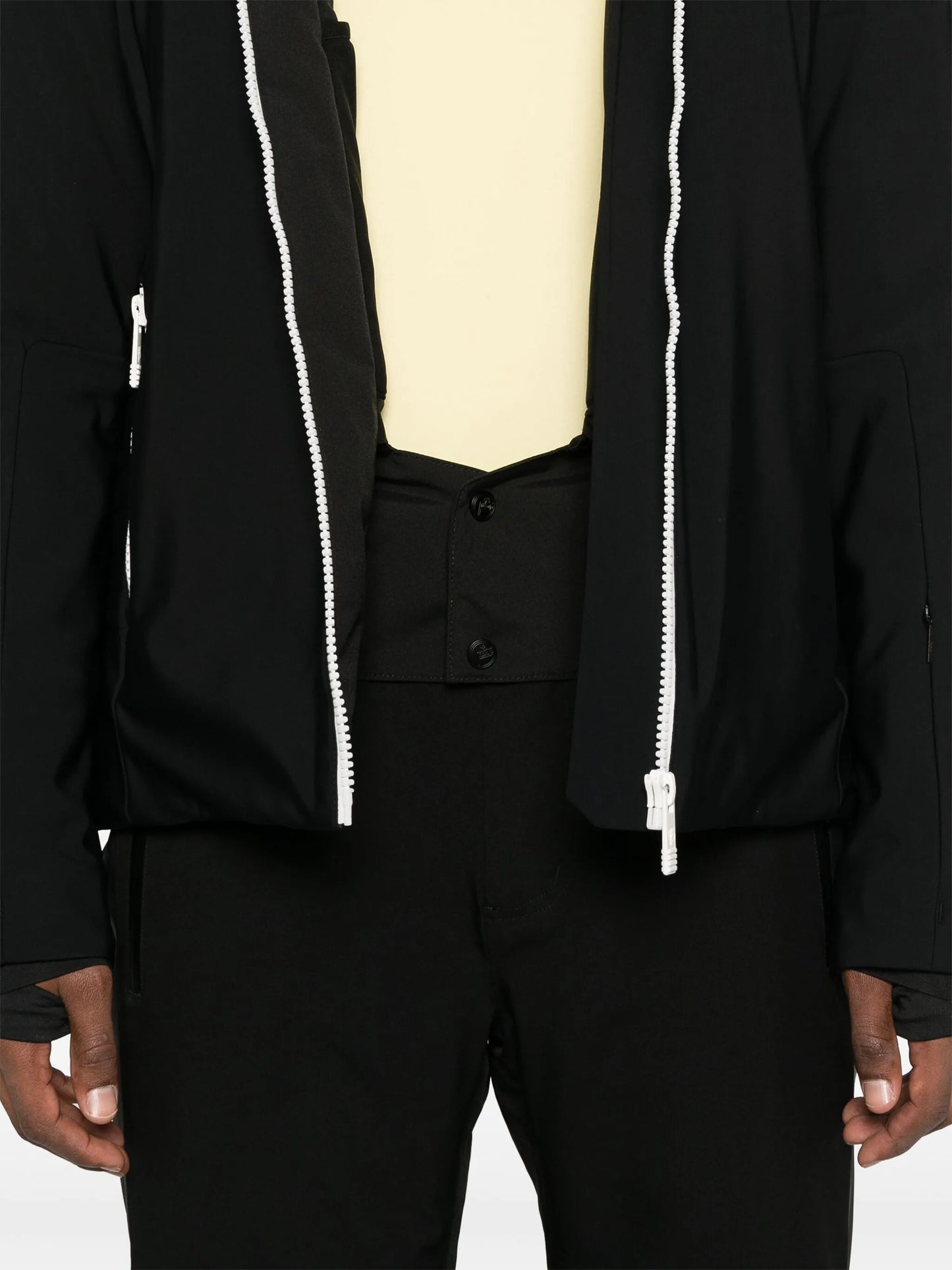 hooded zip-front ski jacket