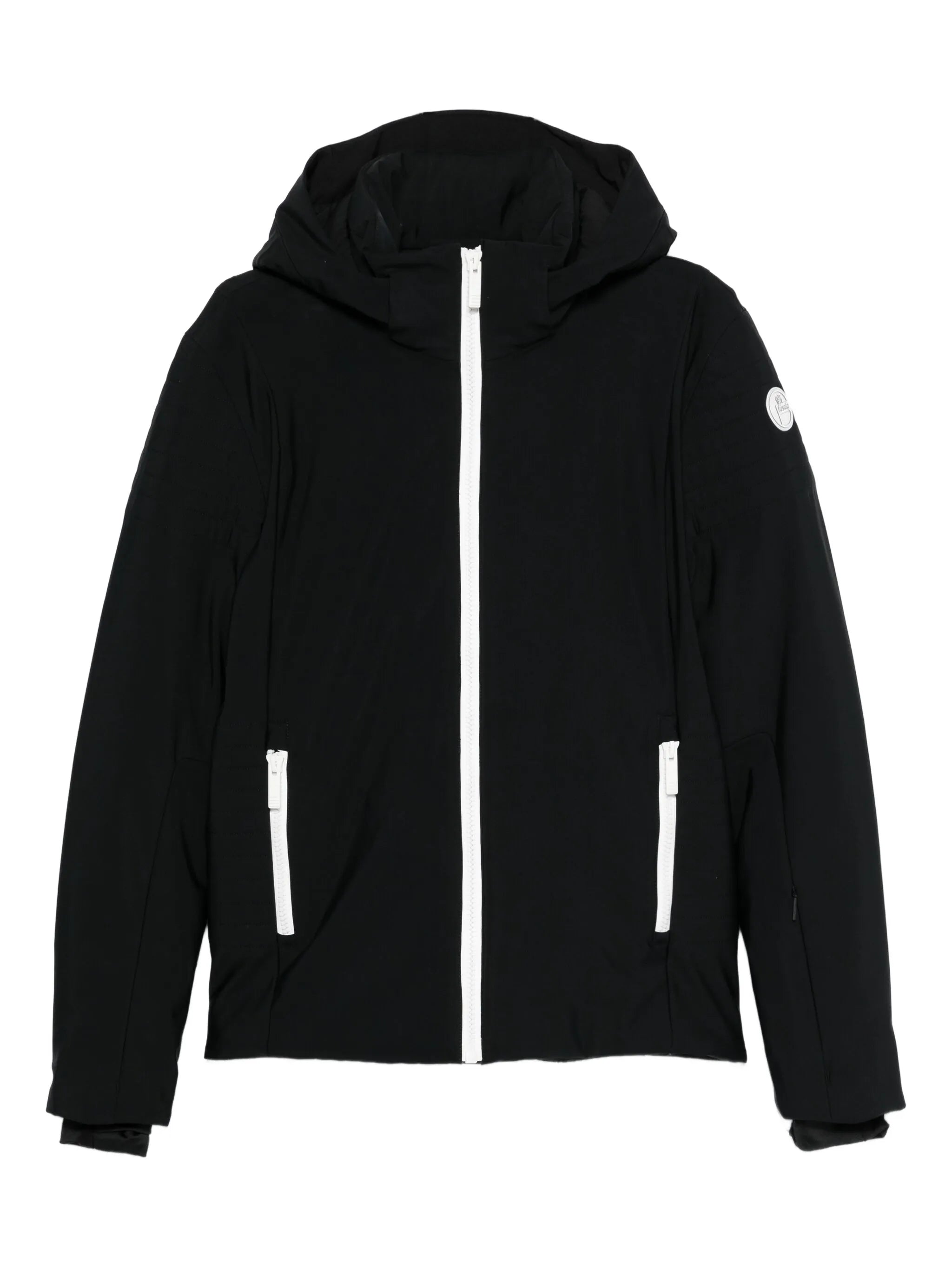 hooded zip-front ski jacket