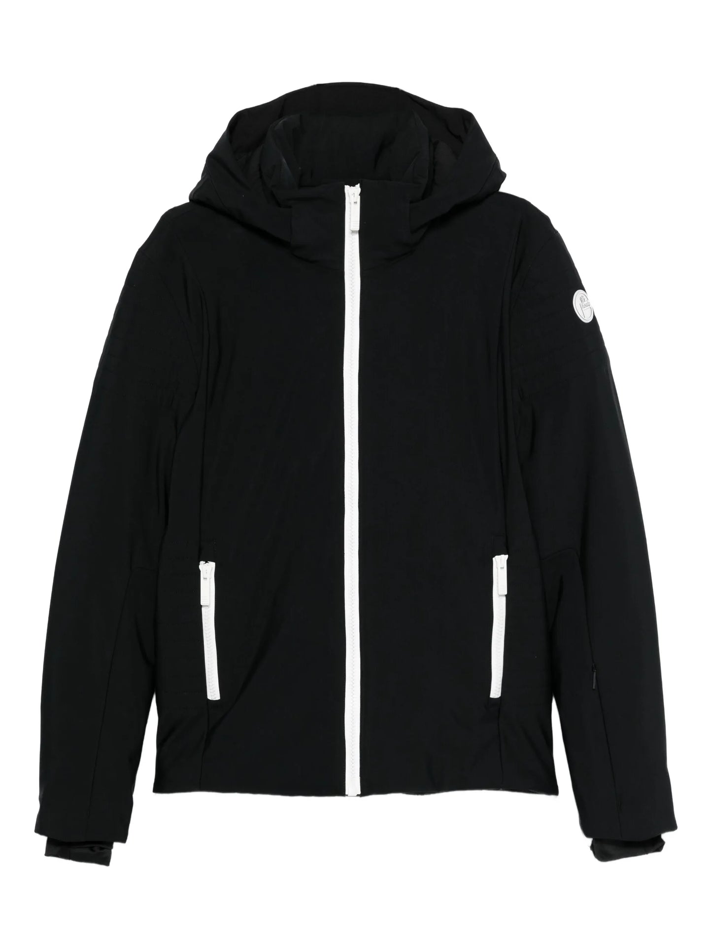 hooded zip-front ski jacket