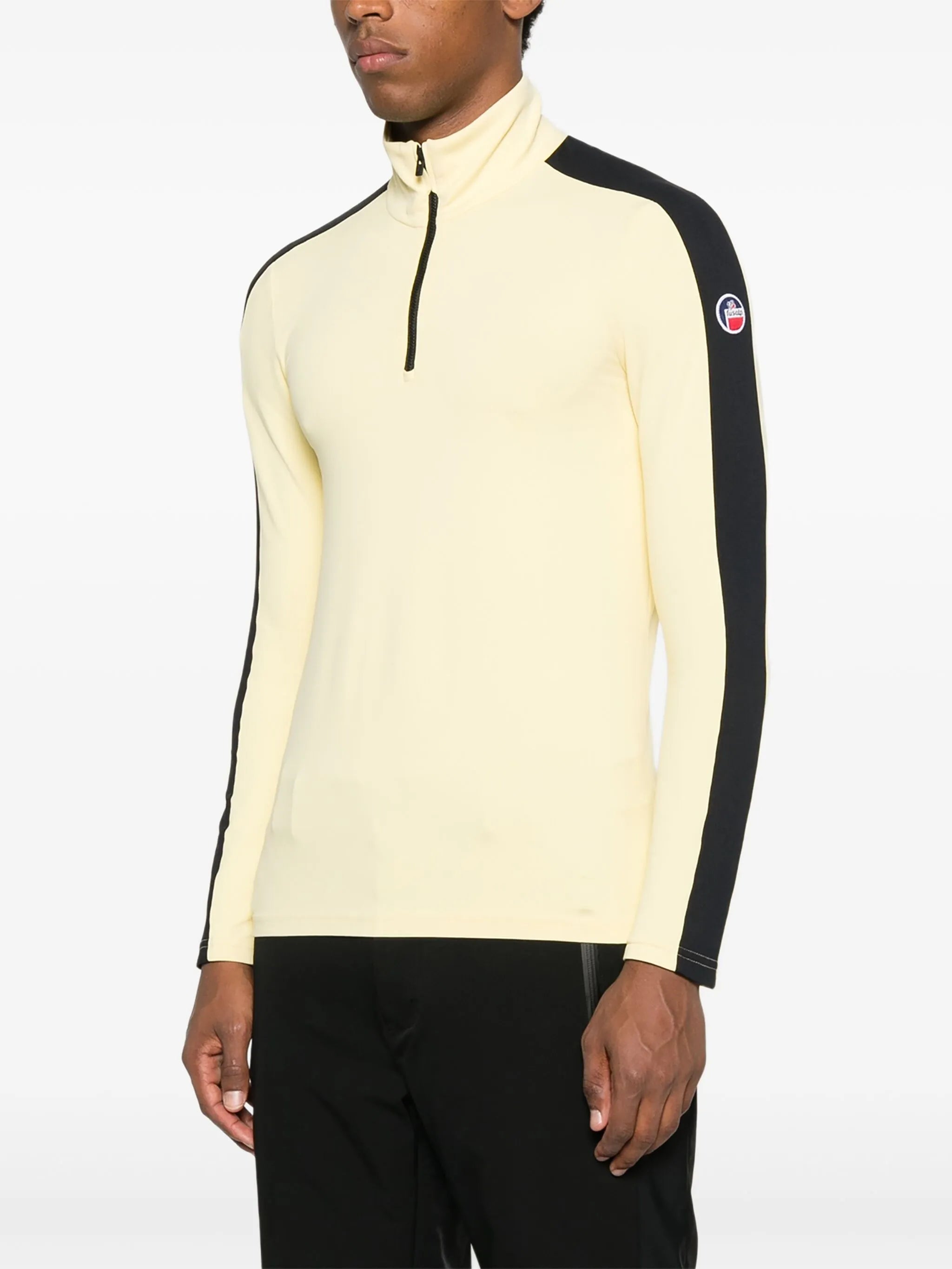 half-zip panelled top