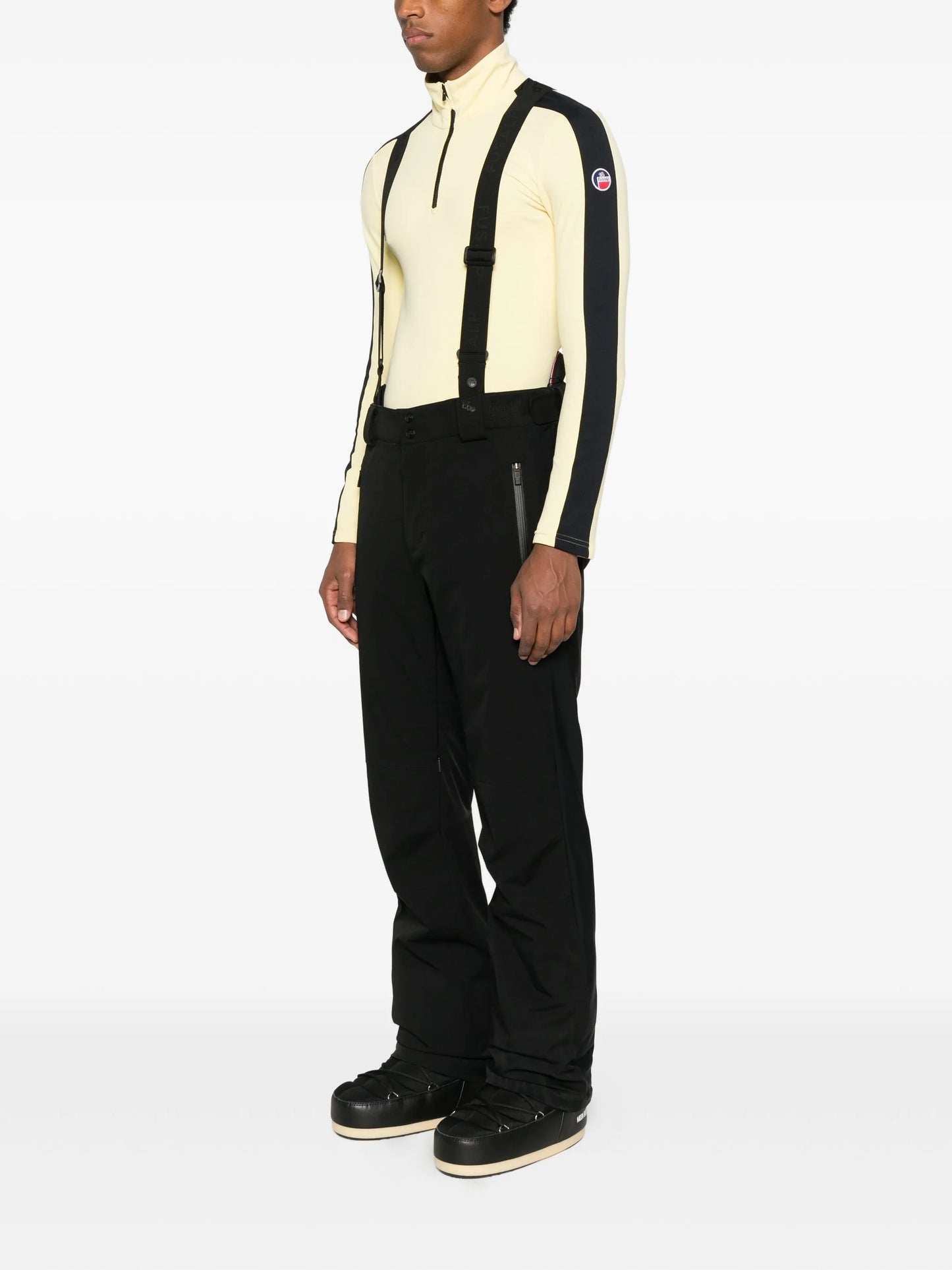 suspender zip-detail trousers