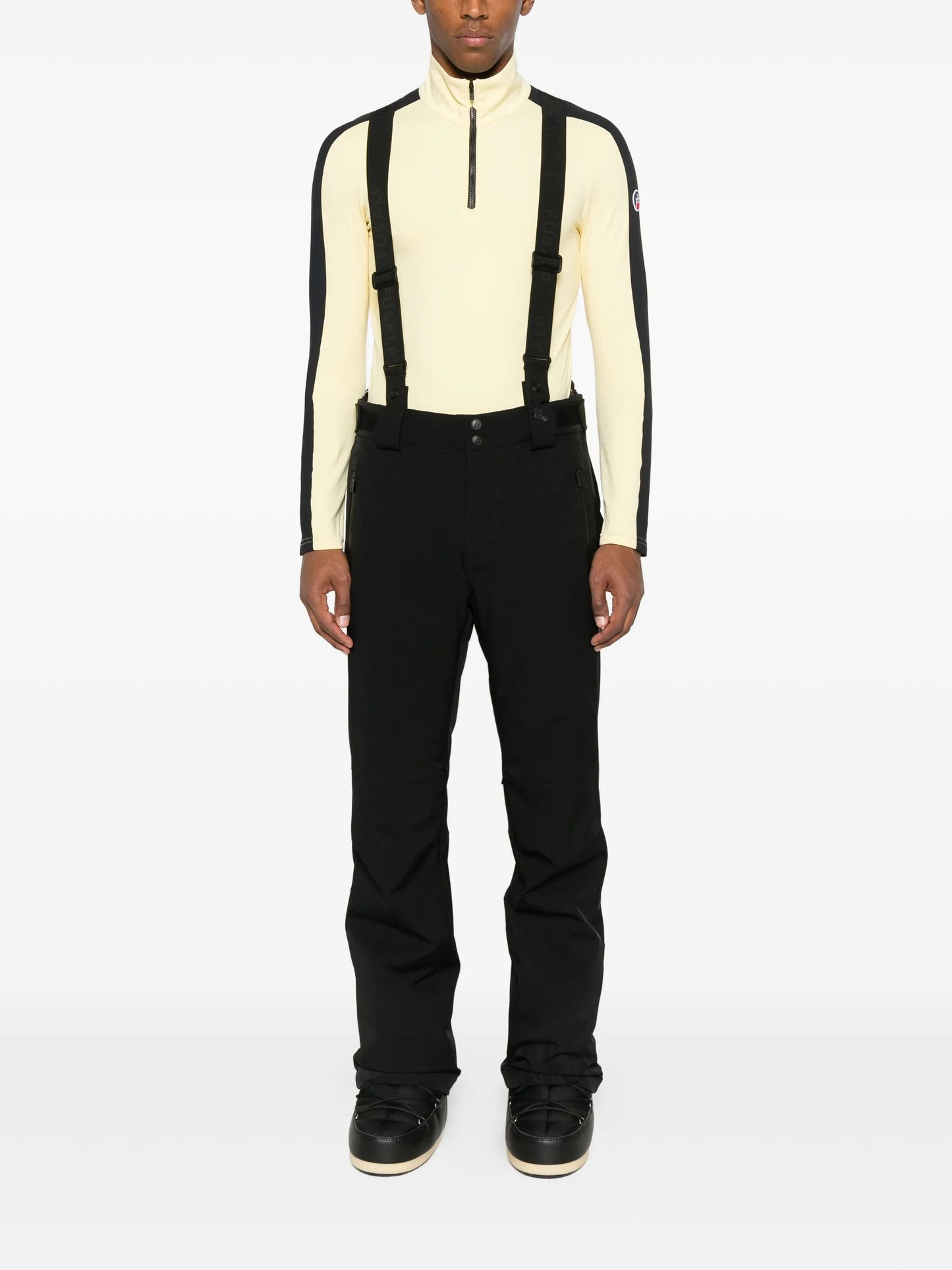 suspender zip-detail trousers