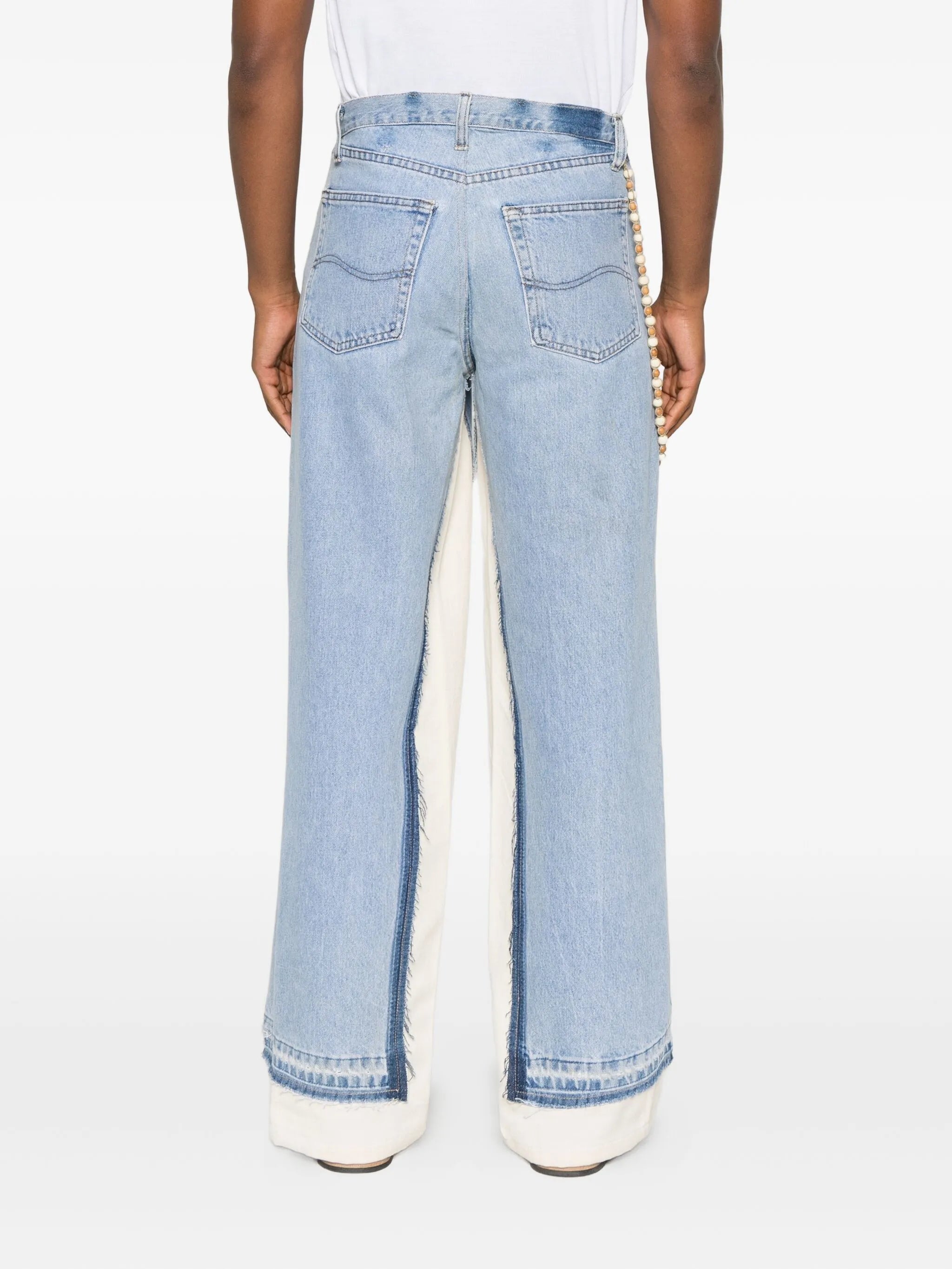 bead-embellished panelled jeans