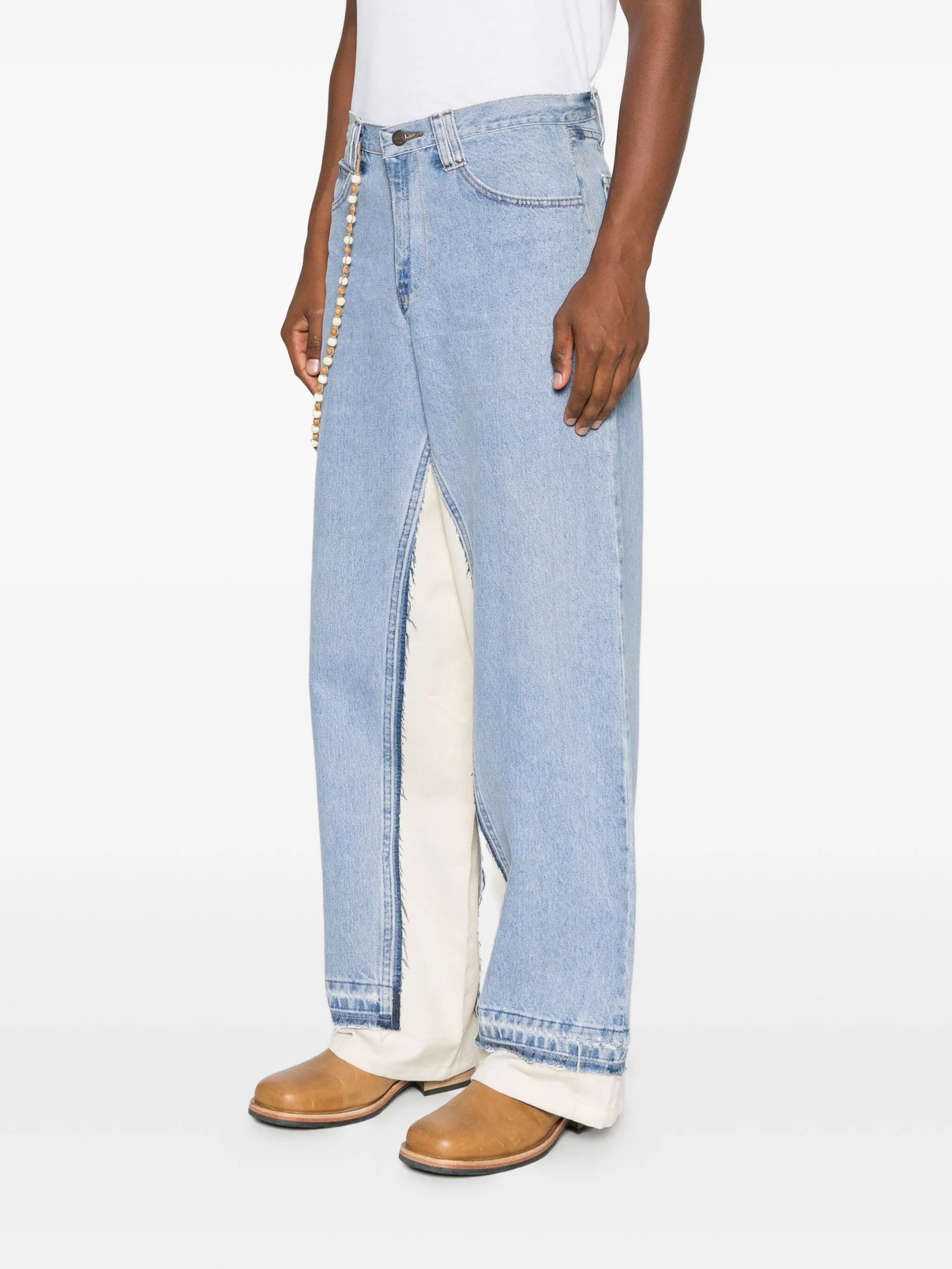 bead-embellished panelled jeans