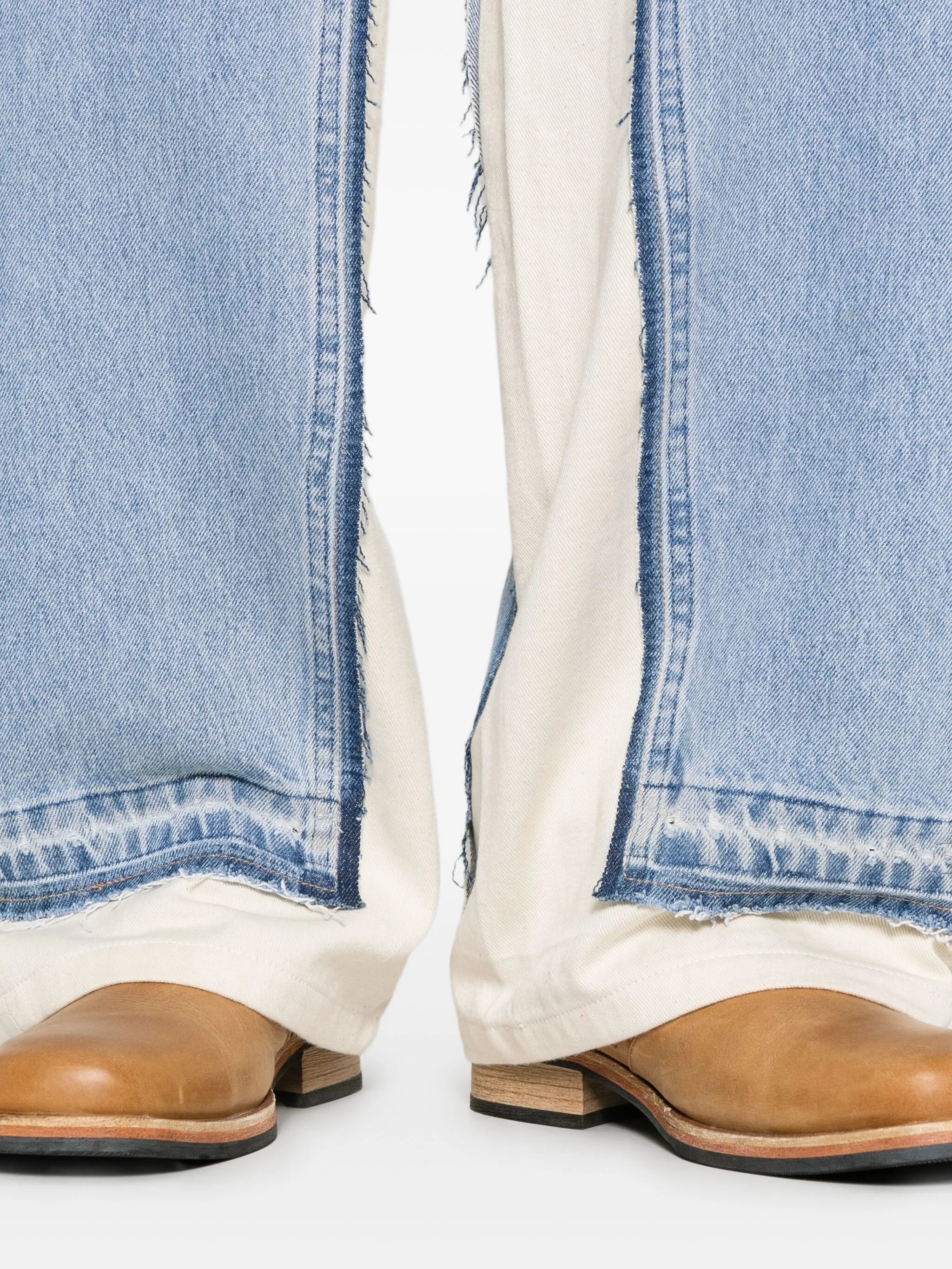 bead-embellished panelled jeans