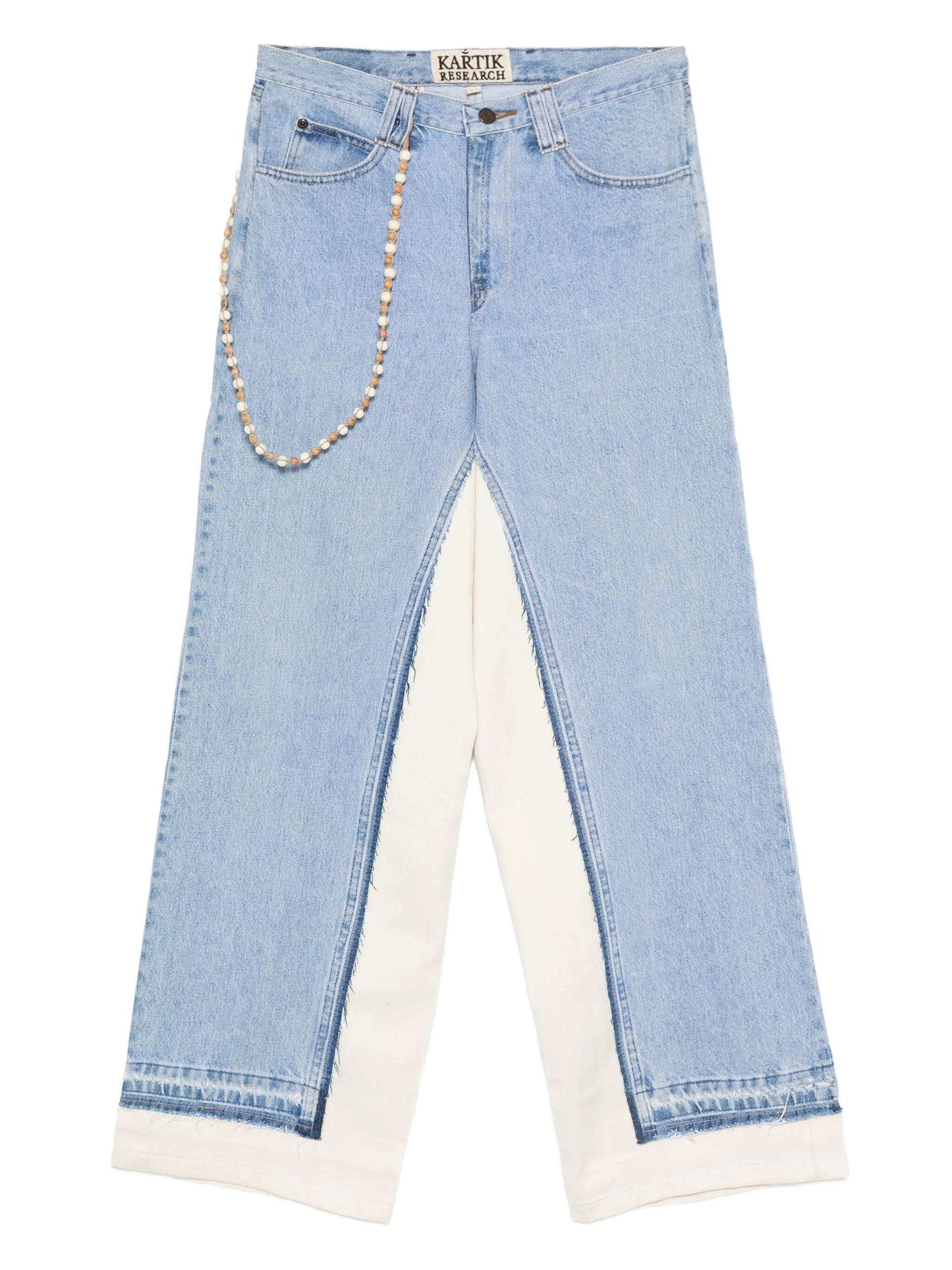 bead-embellished panelled jeans