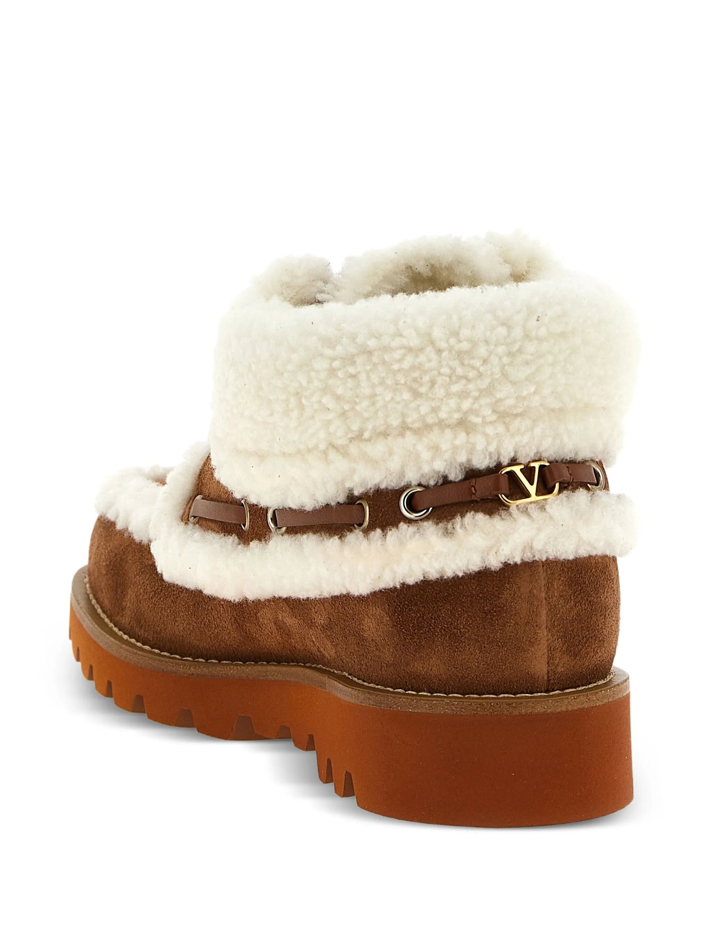 VLogo-detail lace-up leather boots