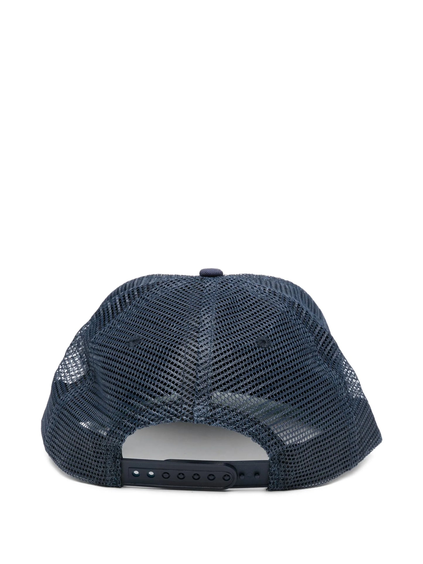 embroidered-logo mesh-back trucker hat