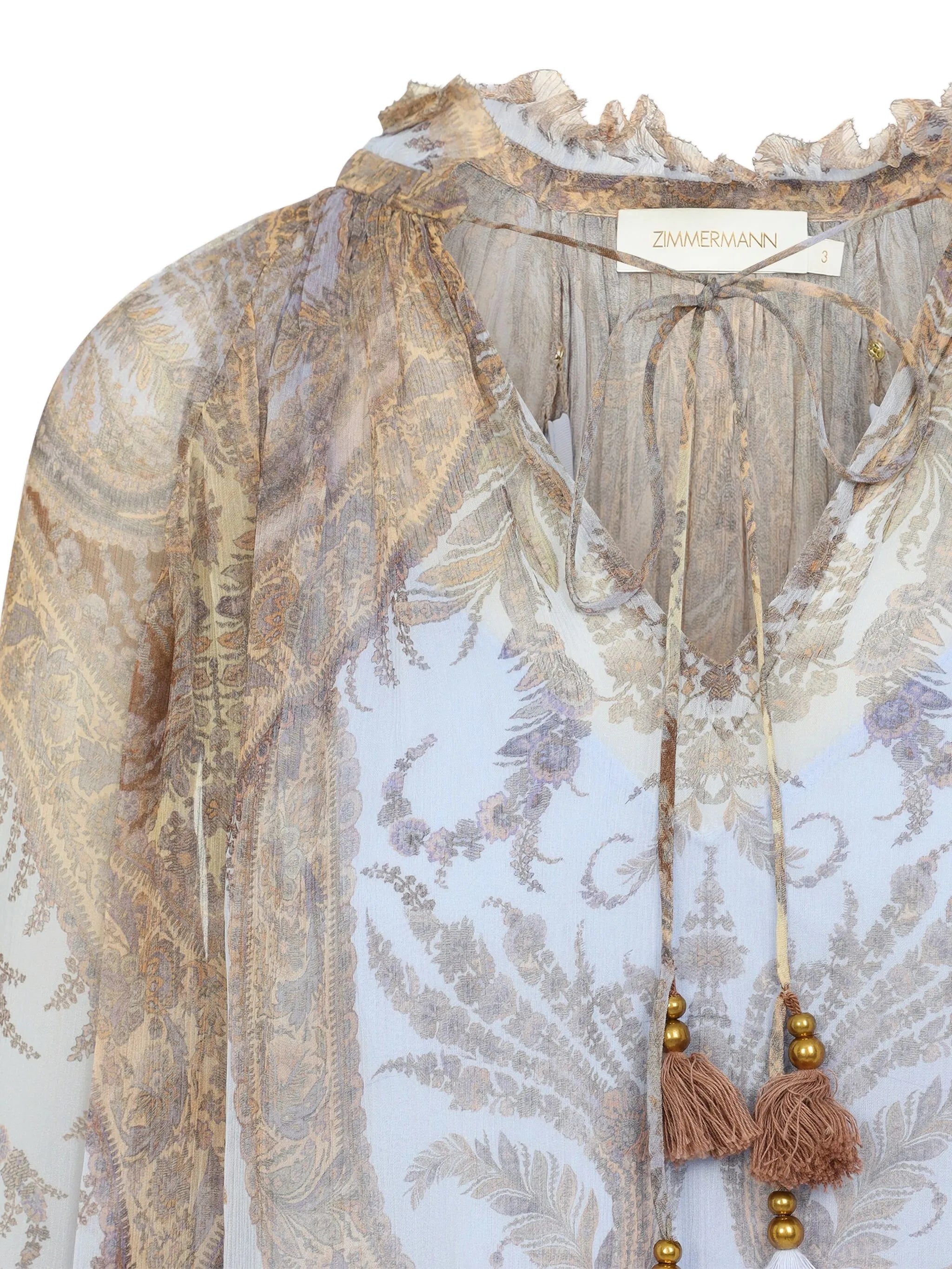 paisley-print ruffled blouse