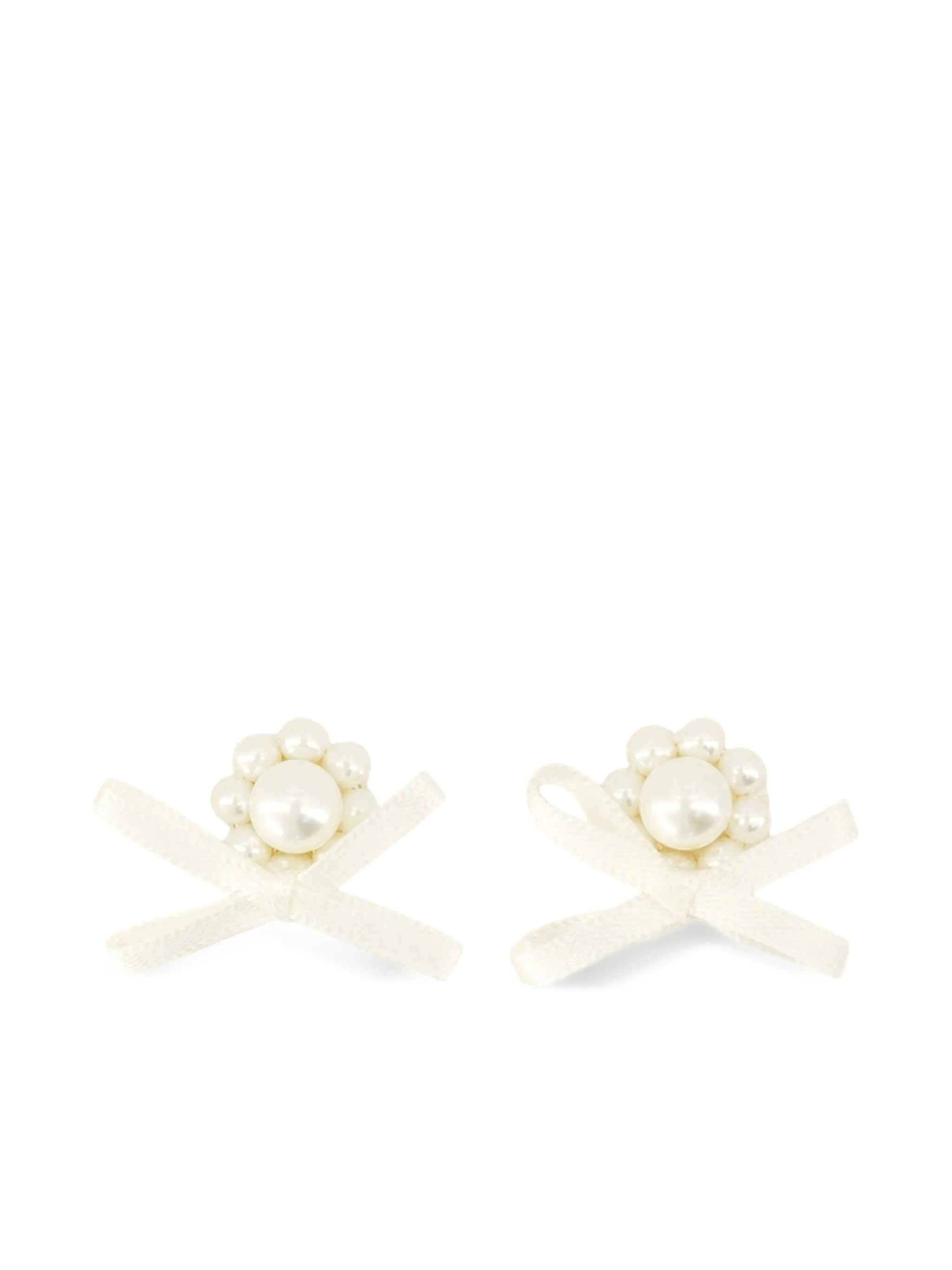 pearl-embellished bow earrings