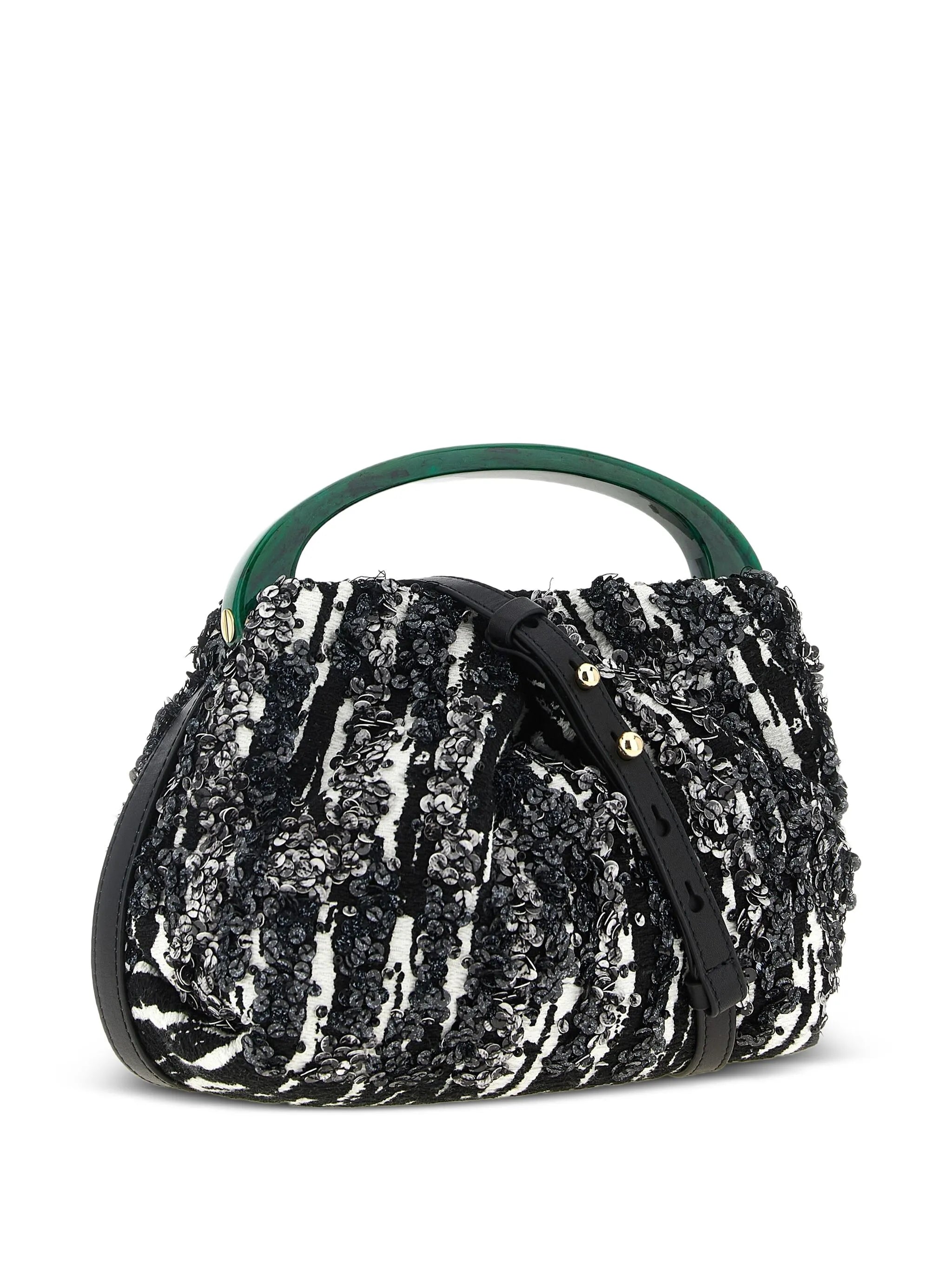 sequin-embellished jacquard pleated tote bag