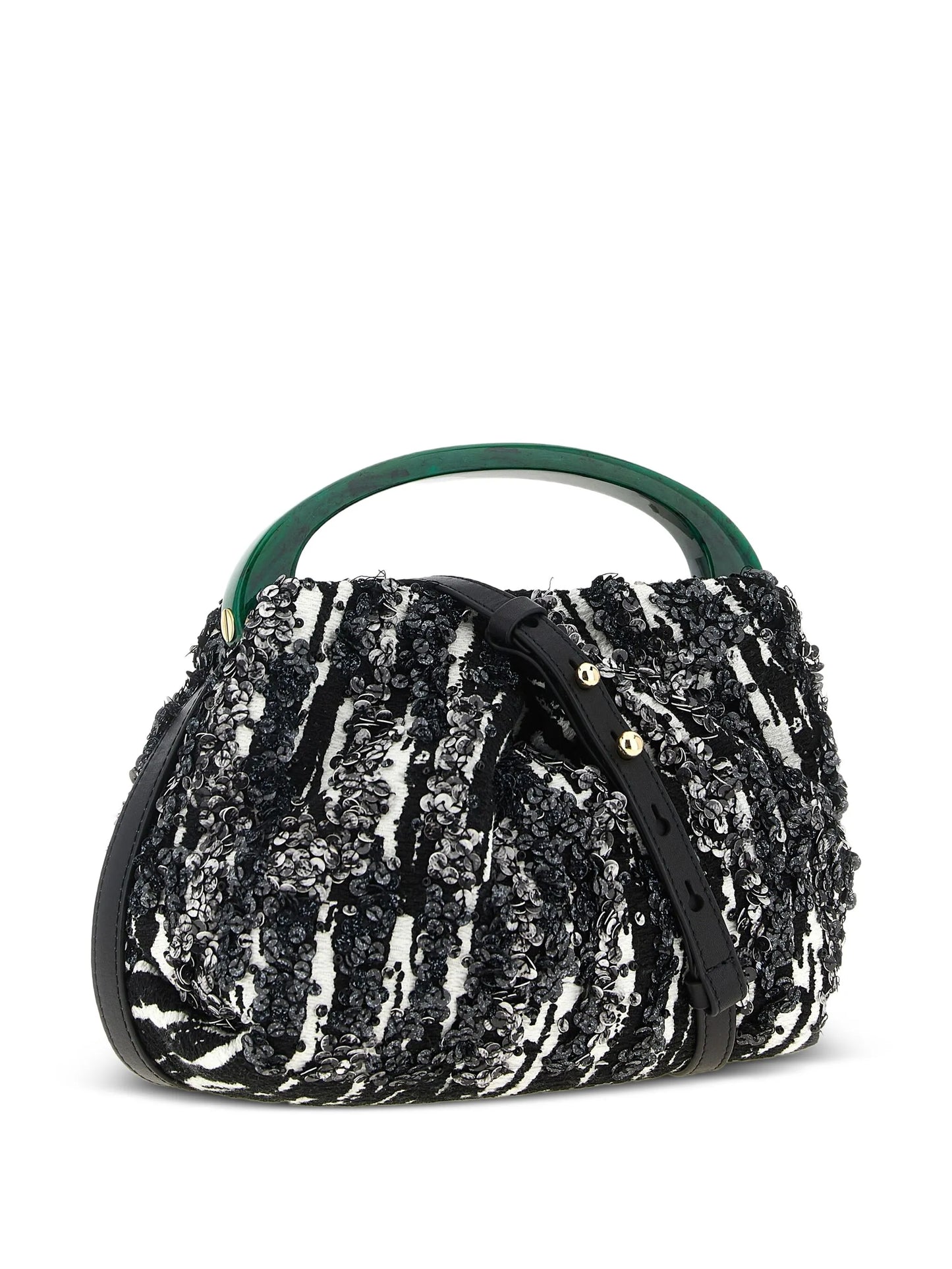 sequin-embellished jacquard pleated tote bag