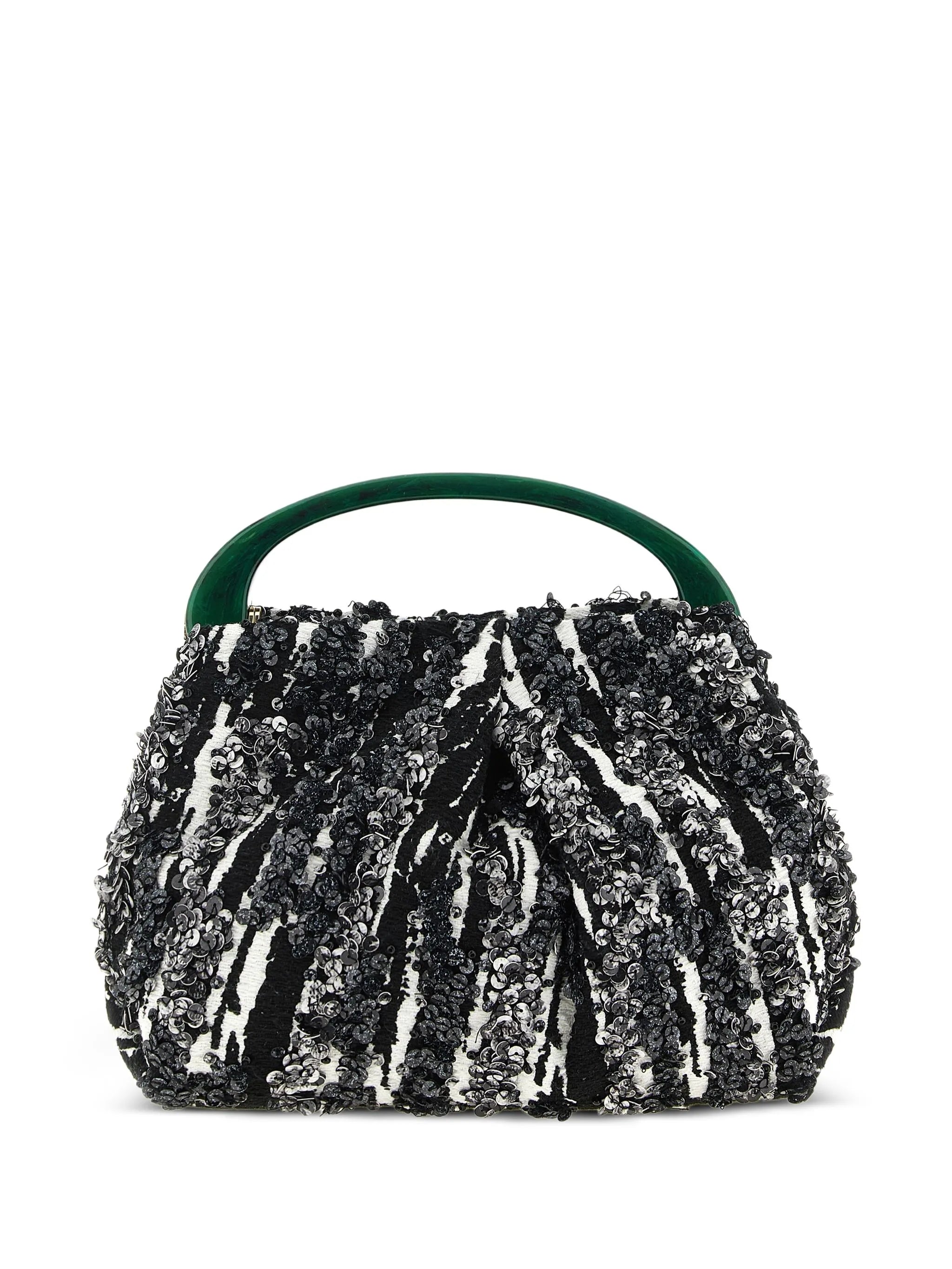 sequin-embellished jacquard pleated tote bag