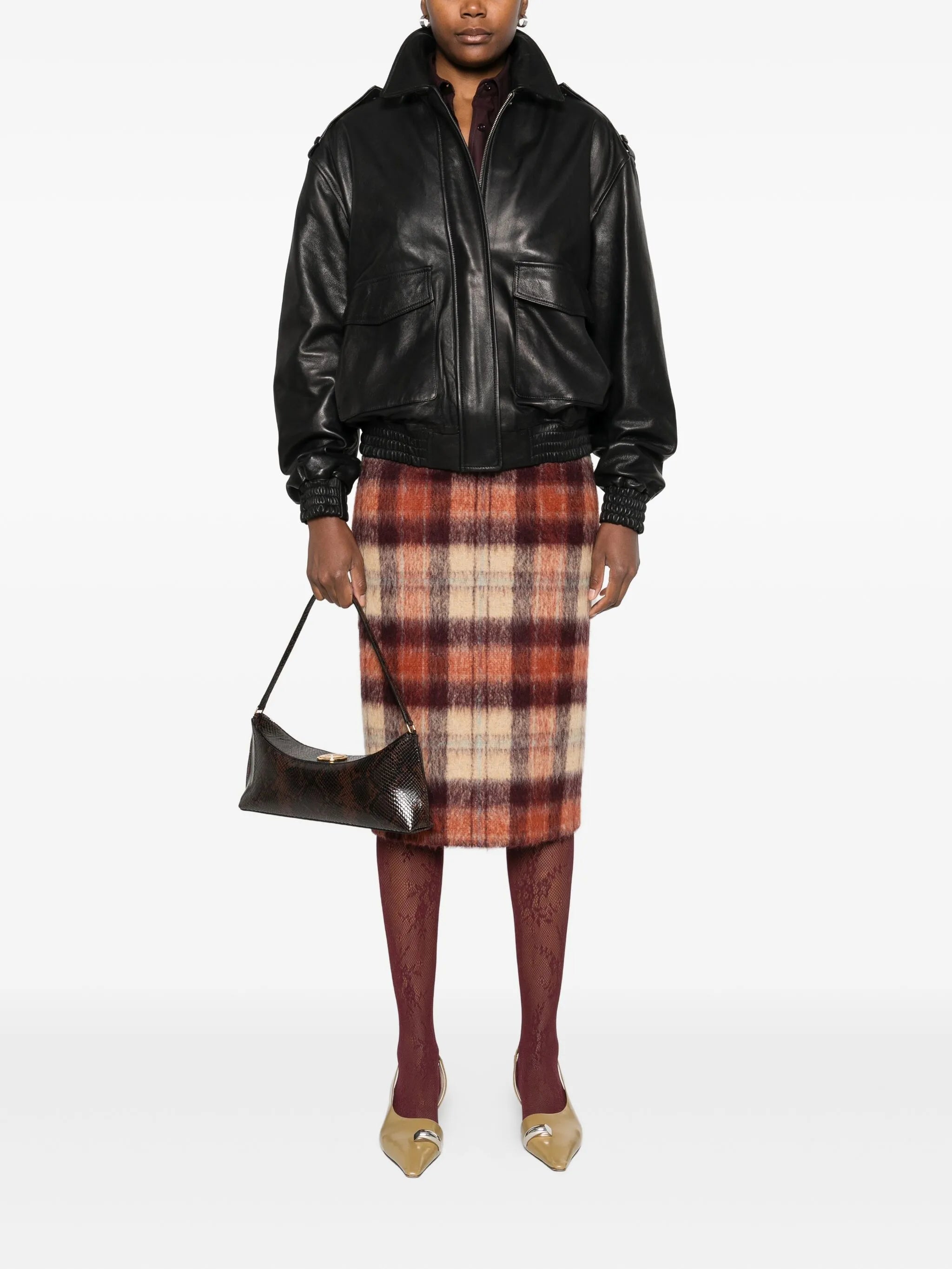 flap-pocket leather jacket