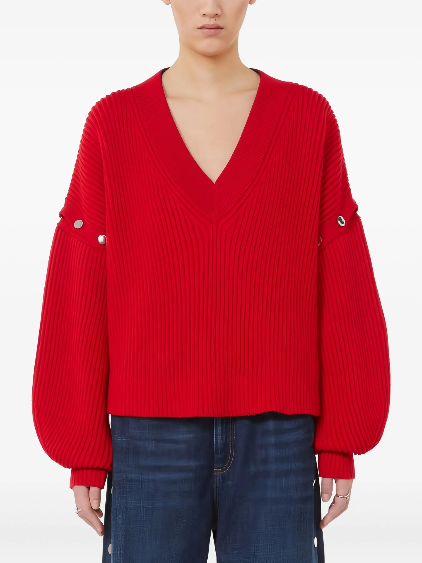 V-neck button-detail sweater