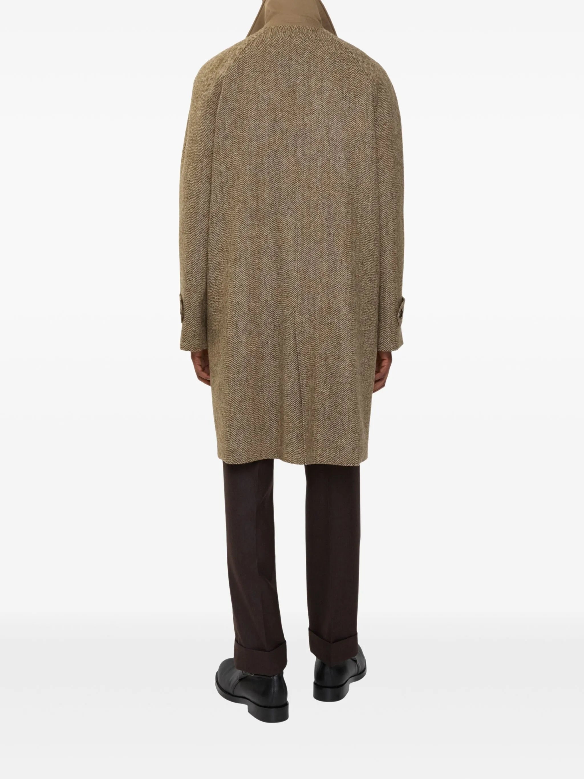reversible herringbone wool car coat