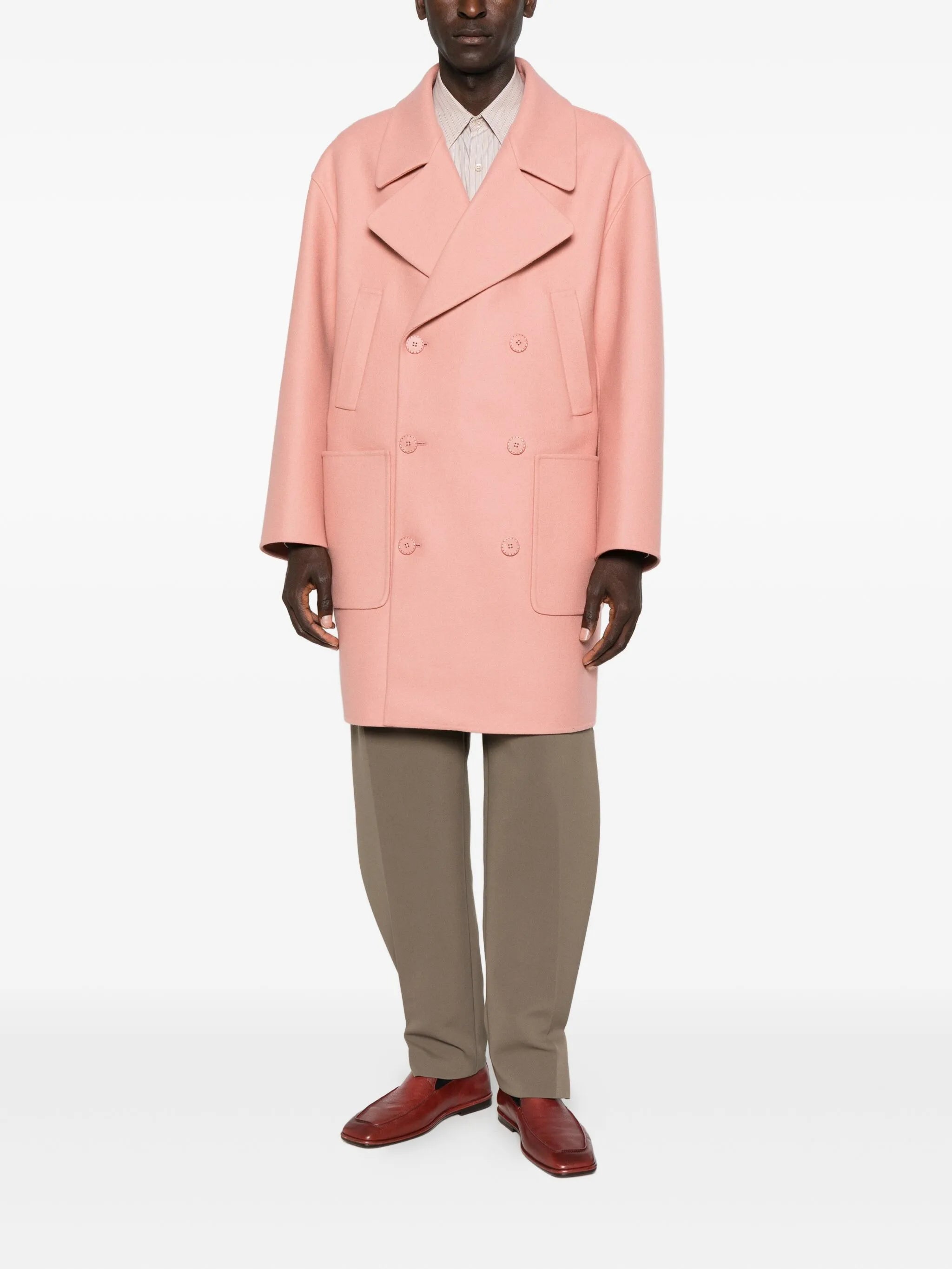 double-breasted patch-pocket coat