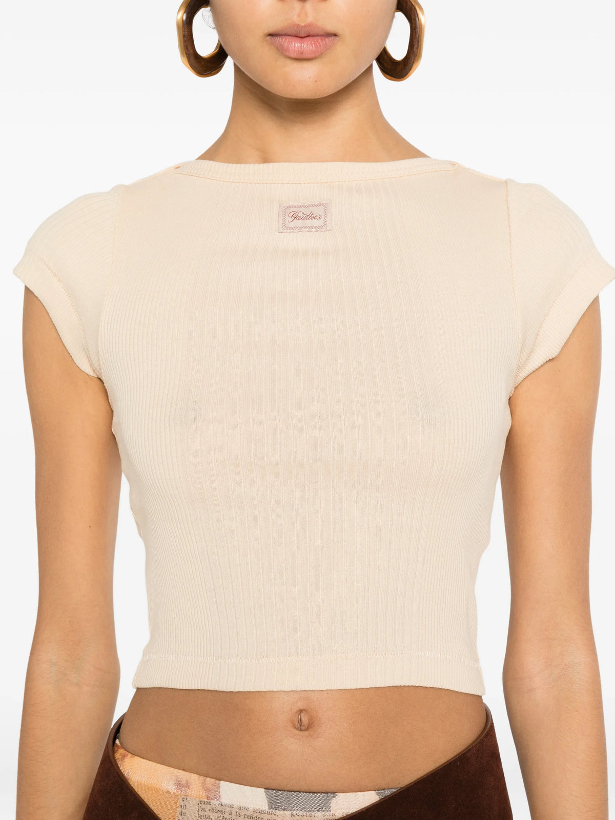 ribbed short-sleeved T-shirt