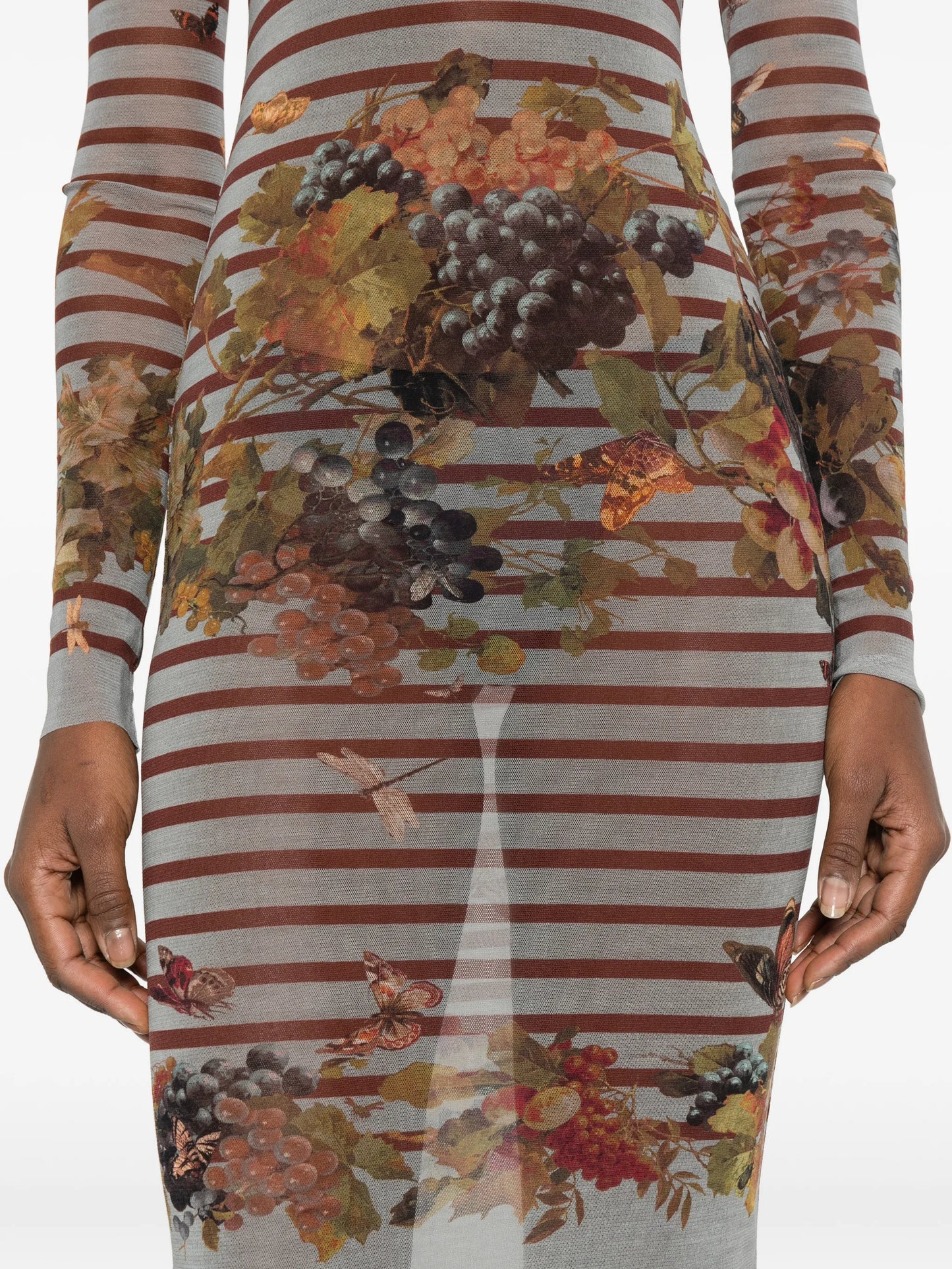 striped printed maxi dress