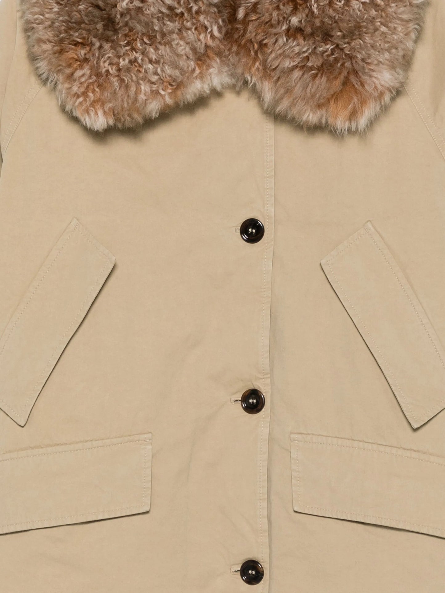 faux-fur-trimmed button coat