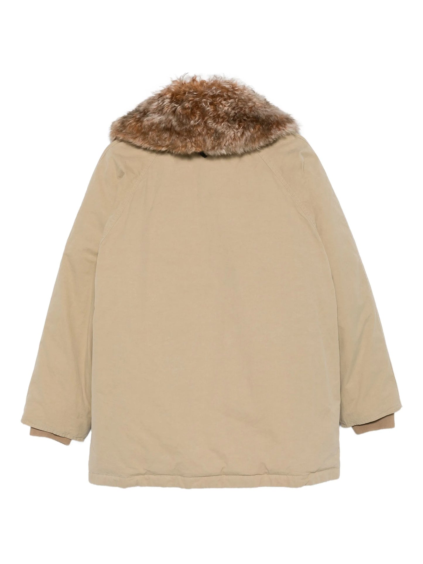 faux-fur-trimmed button coat