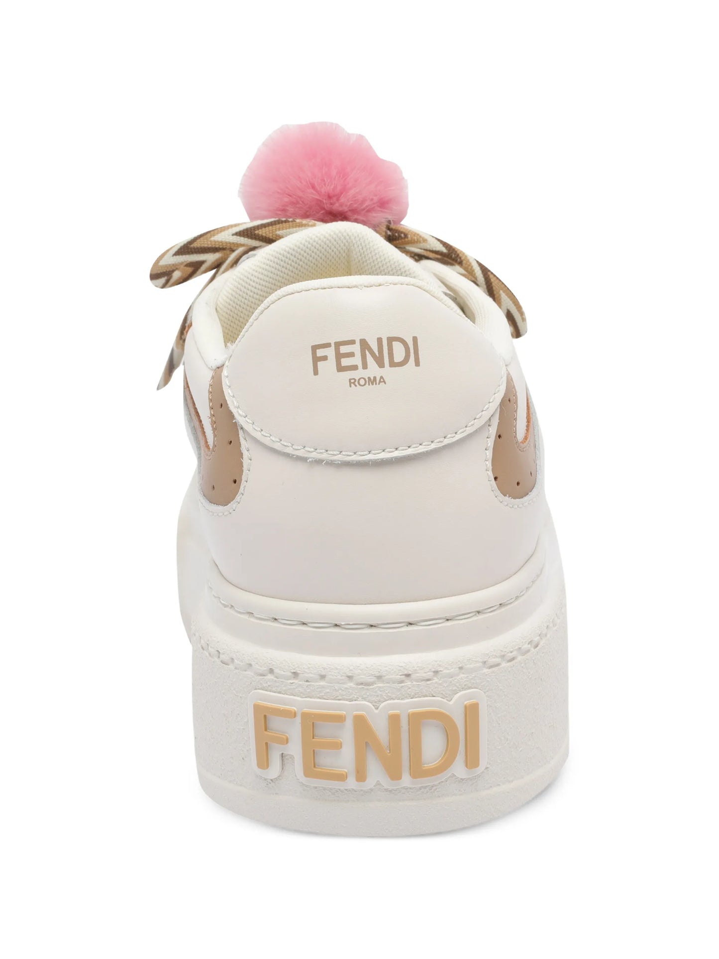 platform leather pom-pom trainers