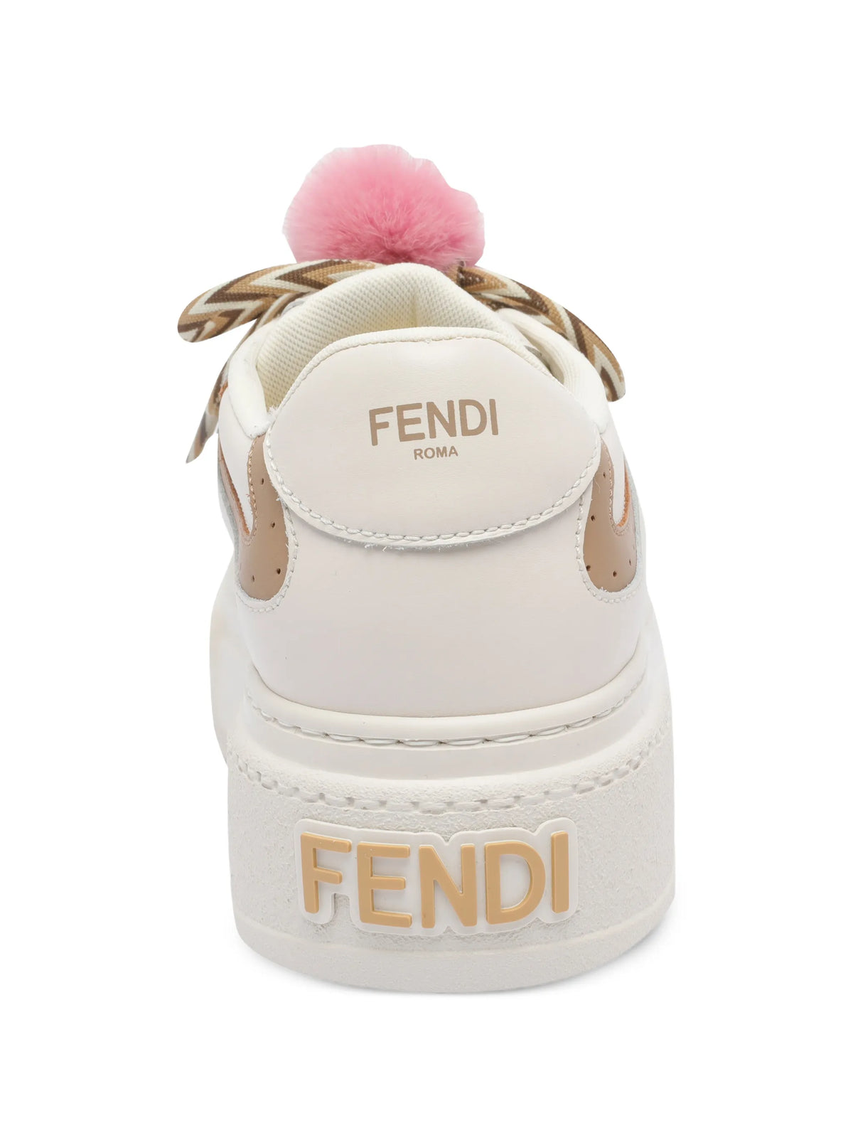 platform leather pom-pom trainers