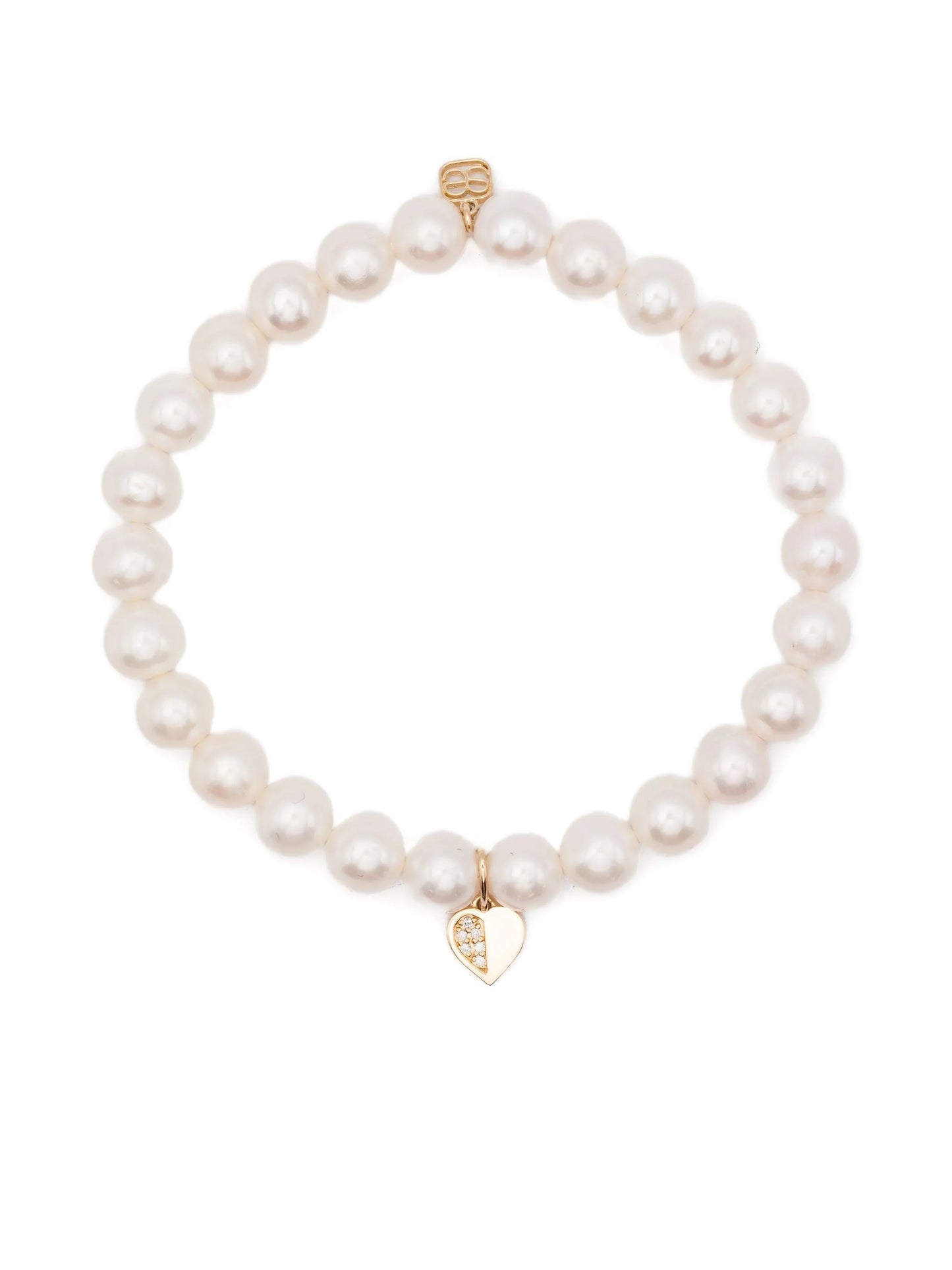 14K yellow gold pearl and diamond charm bracelet