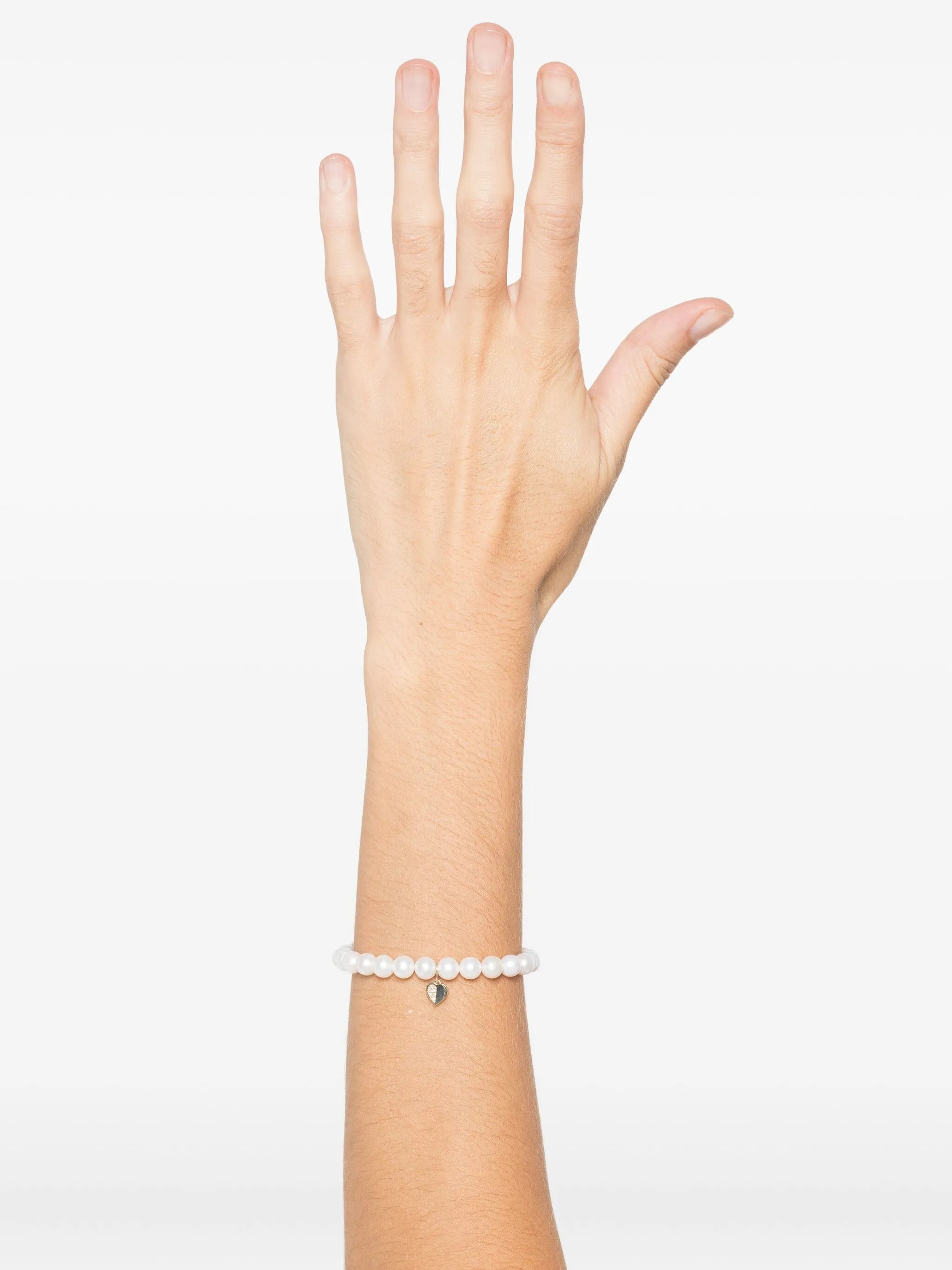 14K yellow gold pearl and diamond charm bracelet