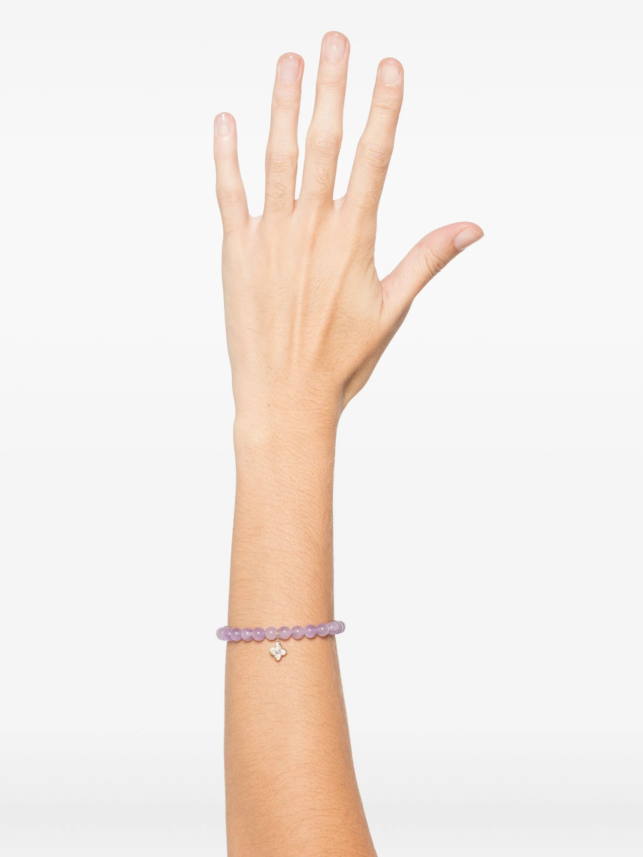 14K yellow gold amethyst and diamond charm bracelet