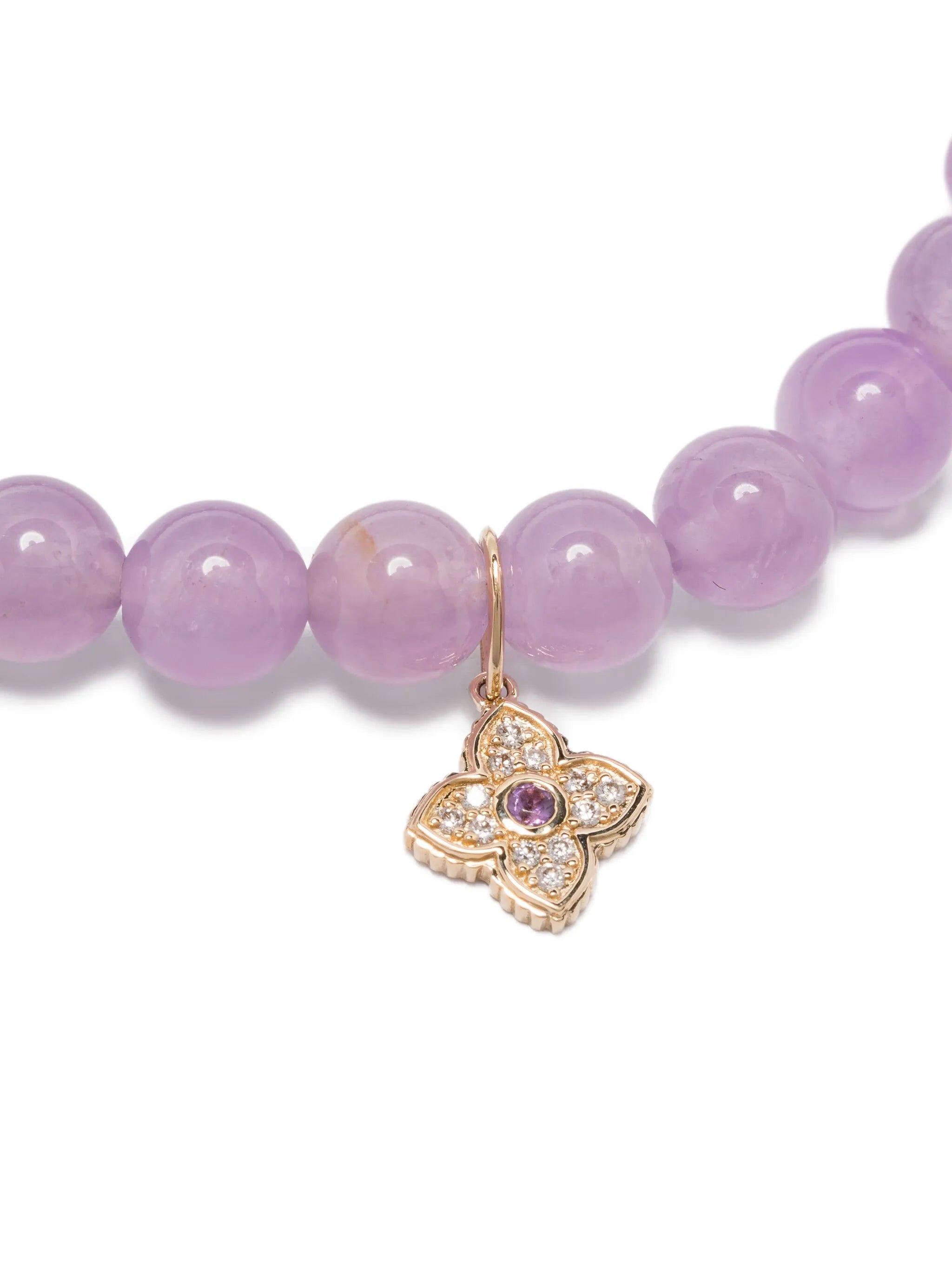14K yellow gold amethyst and diamond charm bracelet