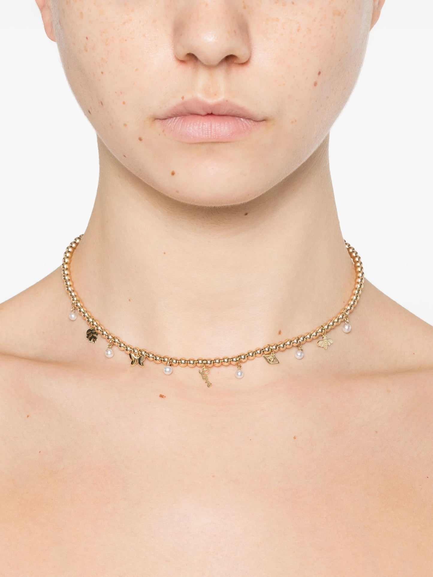 14K yellow gold pearl-embellished necklace