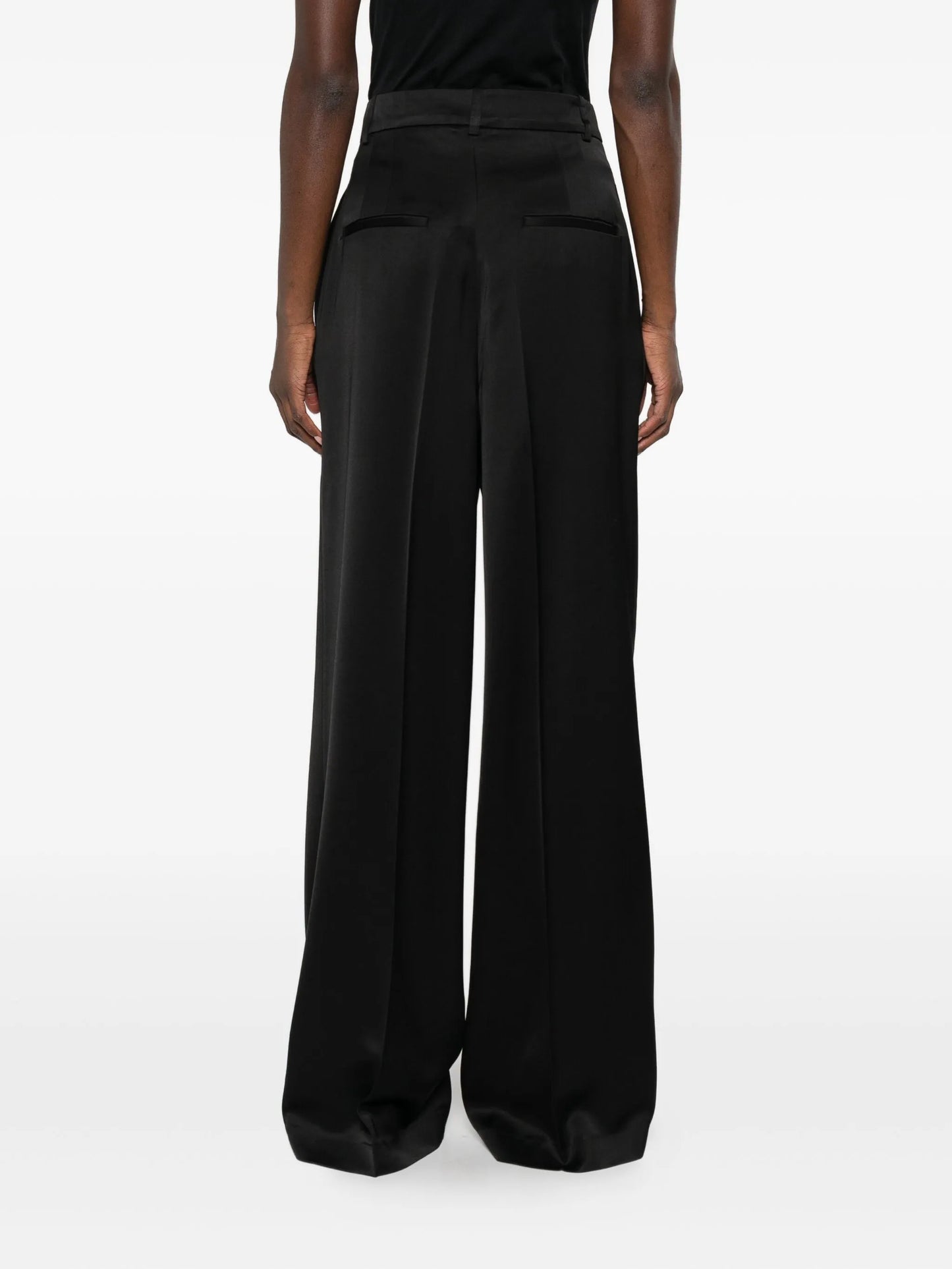 high-waist satin trousers