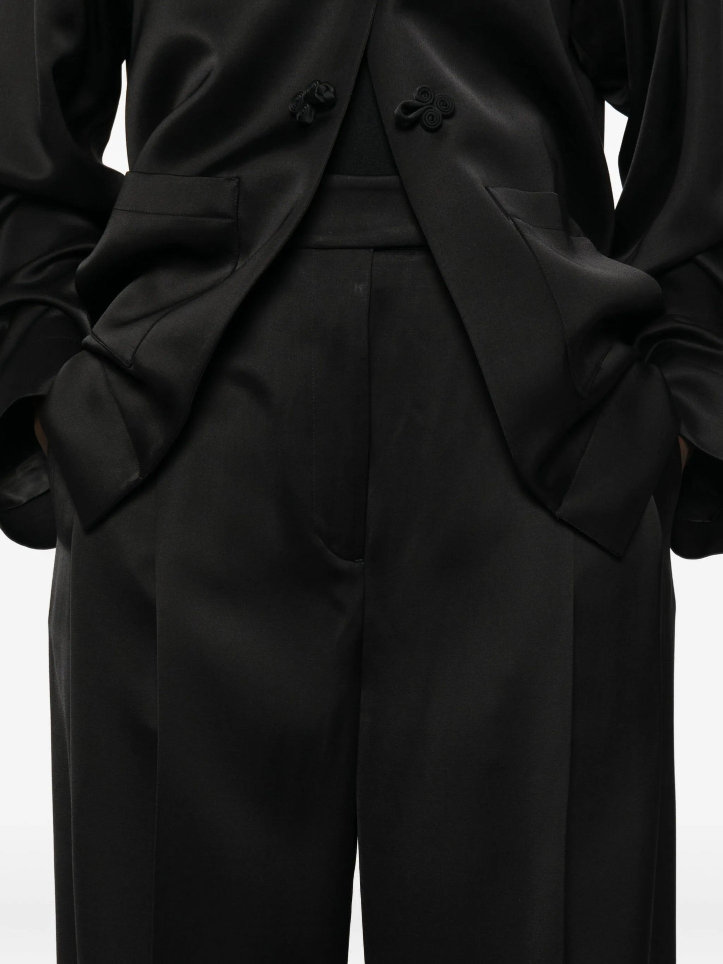 high-waist satin trousers