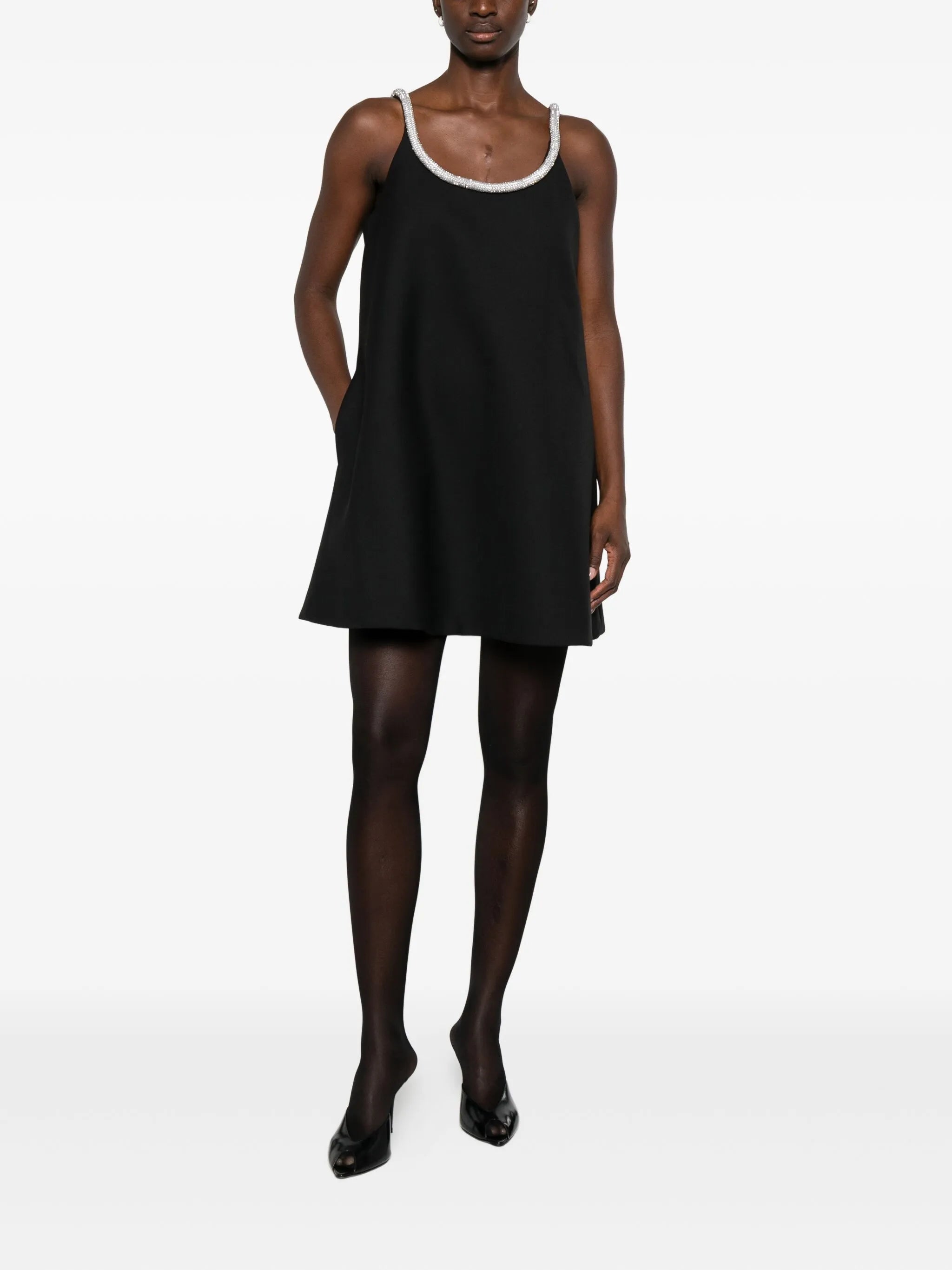 A-line appliqué mini dress