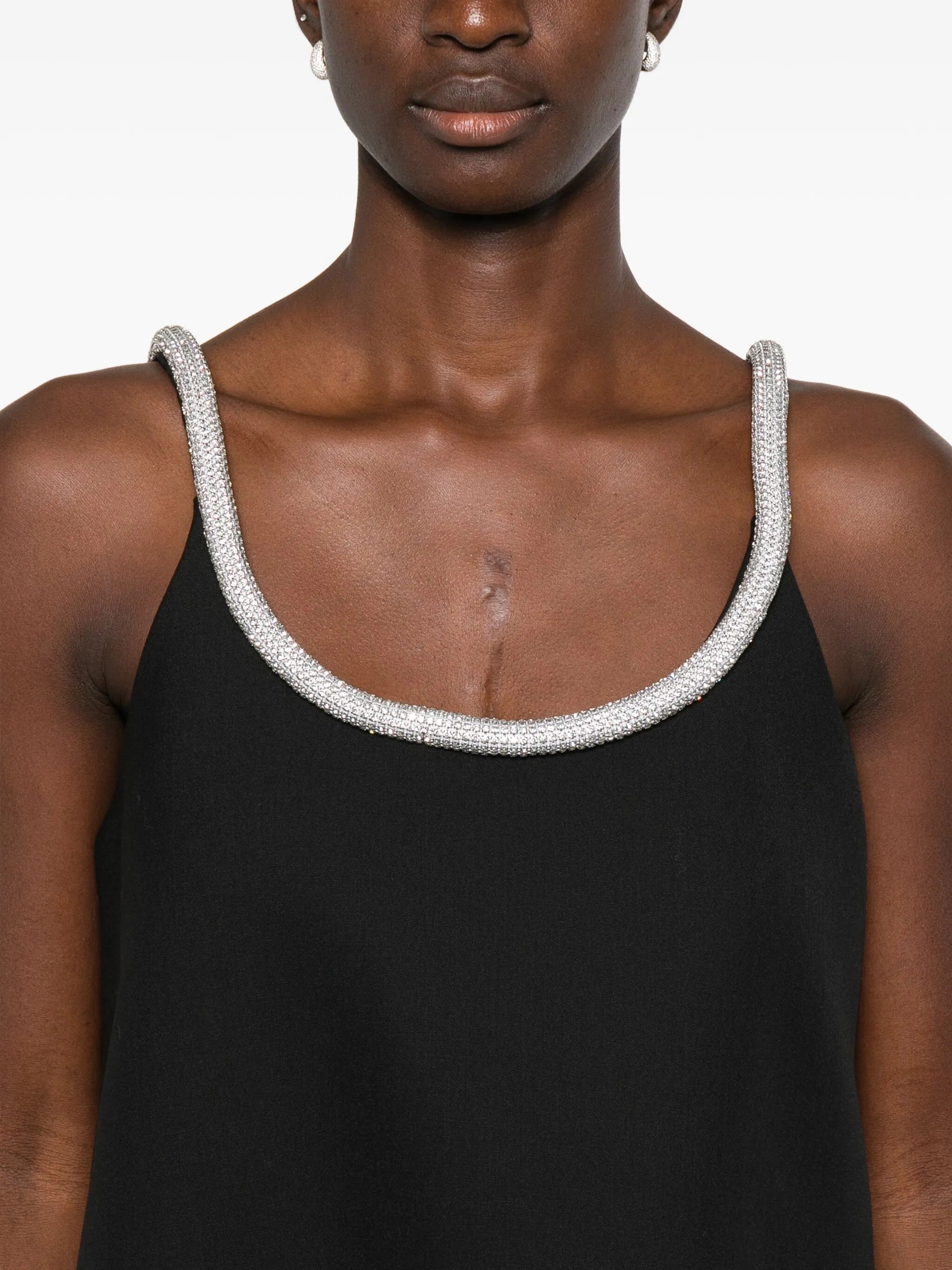 A-line appliqué mini dress