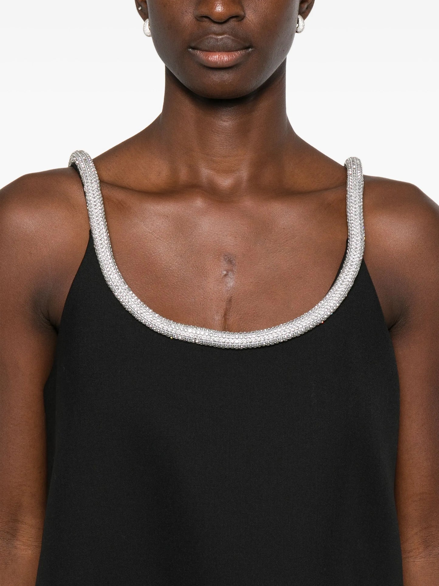 A-line appliqué mini dress