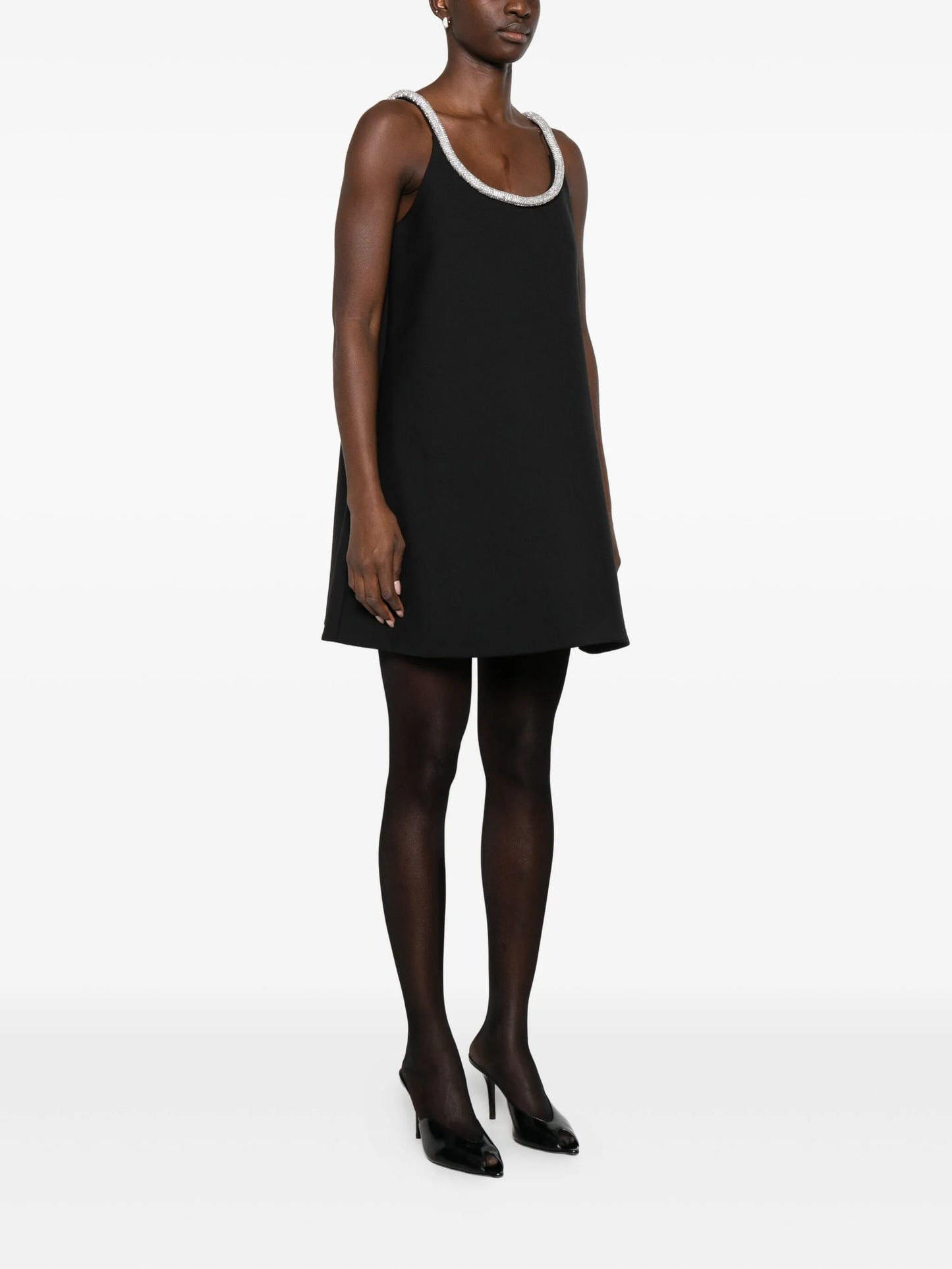 A-line appliqué mini dress
