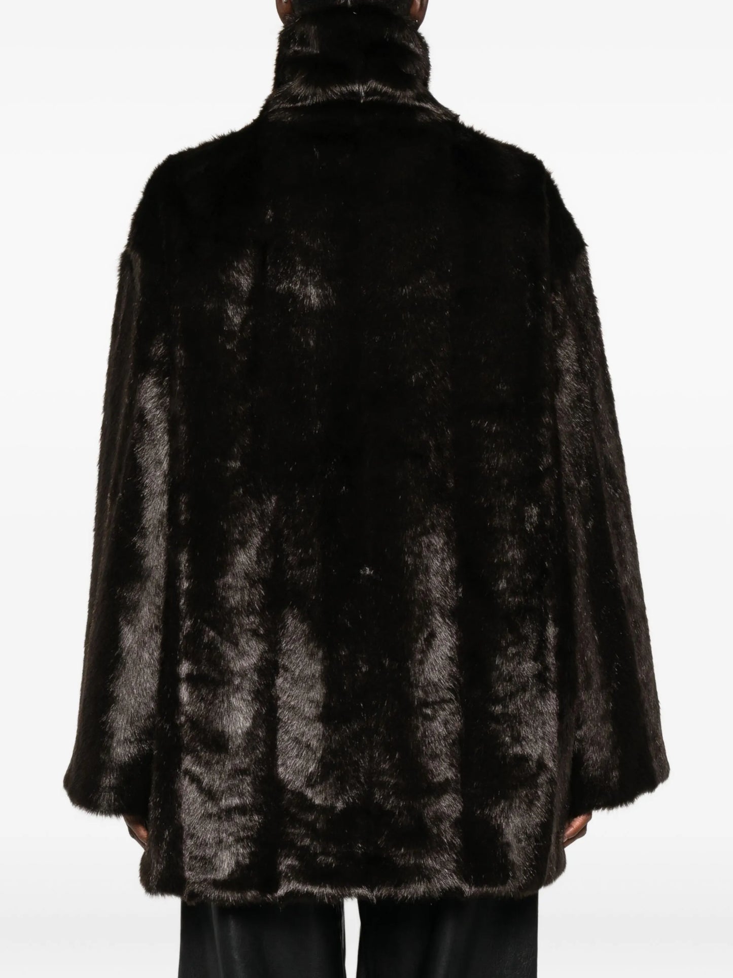 Mandarin-style faux-fur coat