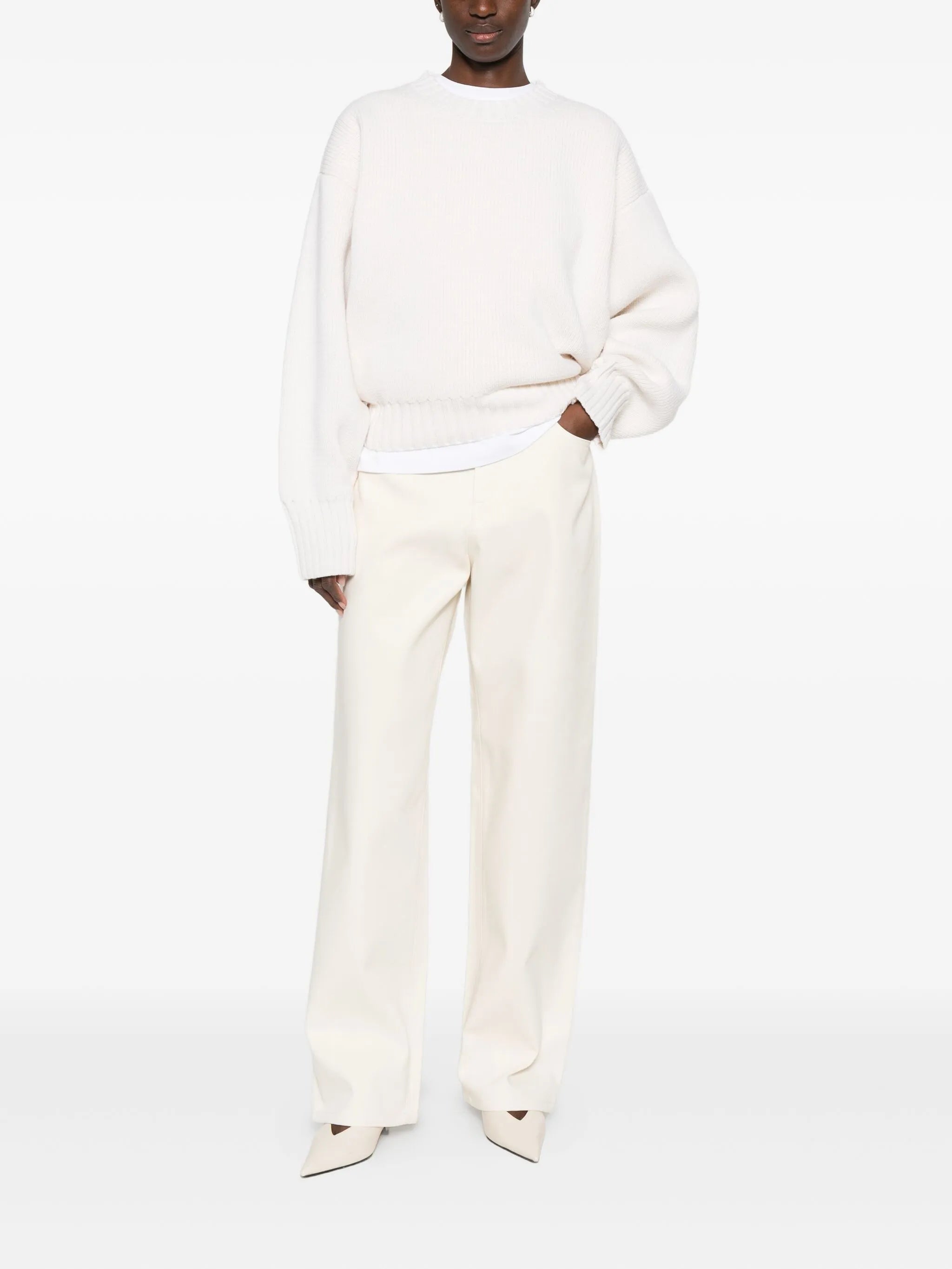 sculptural crew-neck sweater