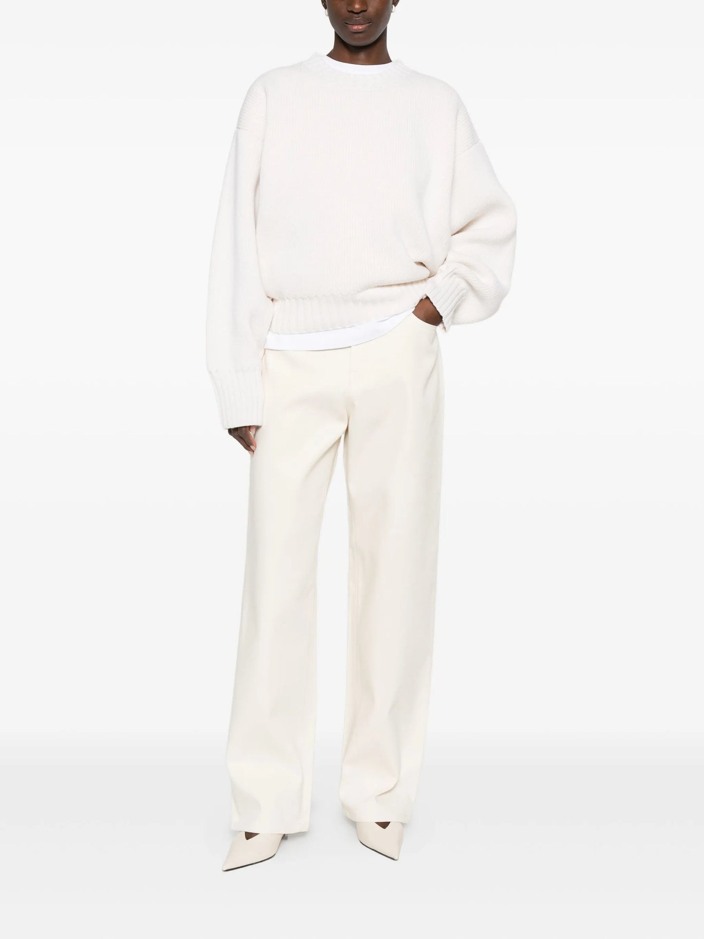 sculptural crew-neck sweater