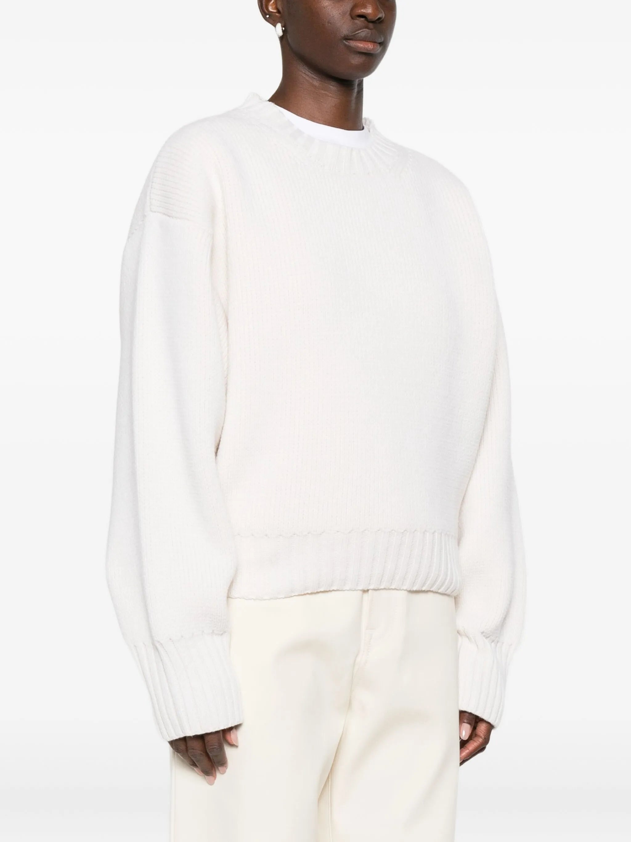 sculptural crew-neck sweater