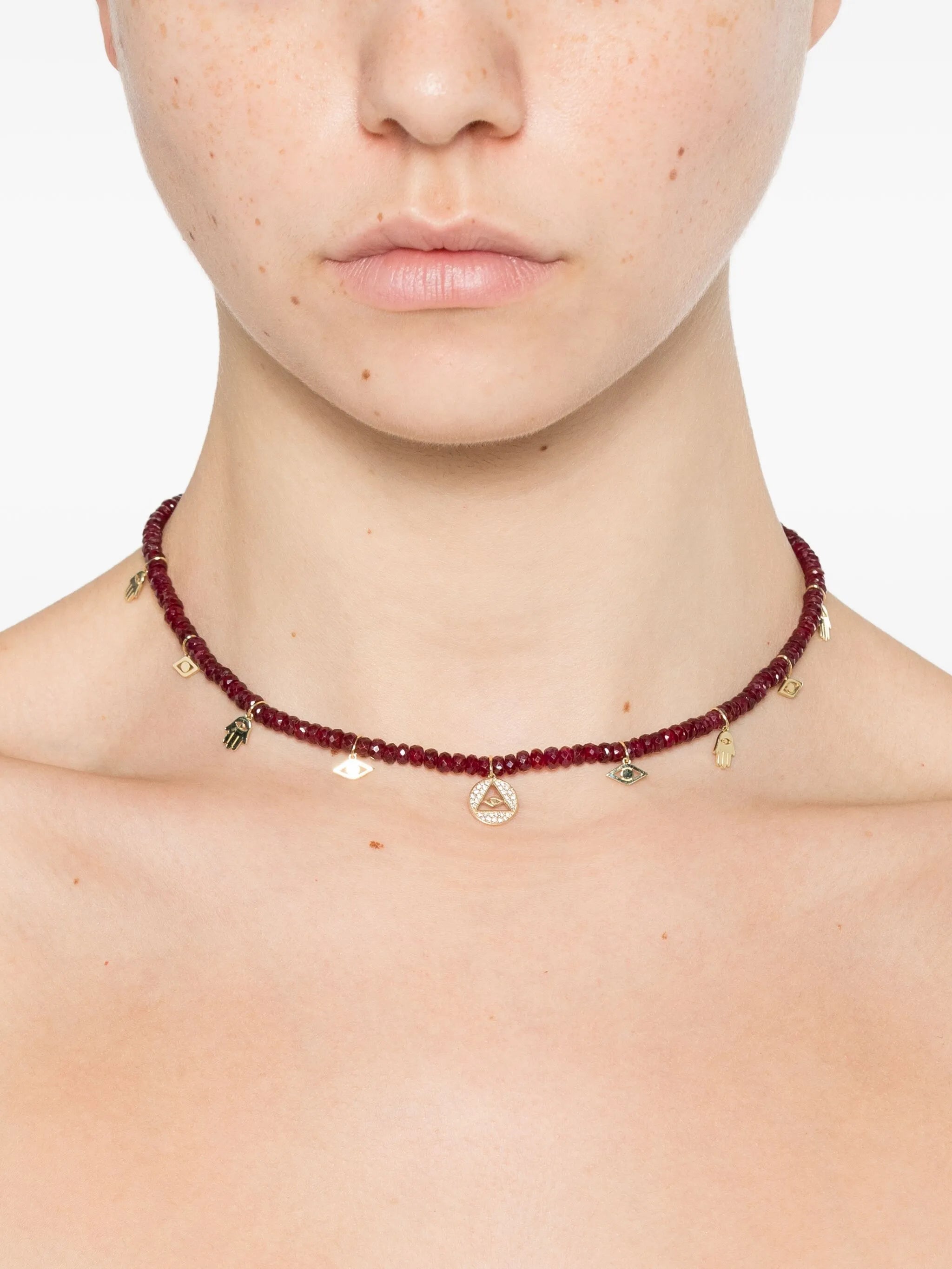 14K yellow gold beaded necklace