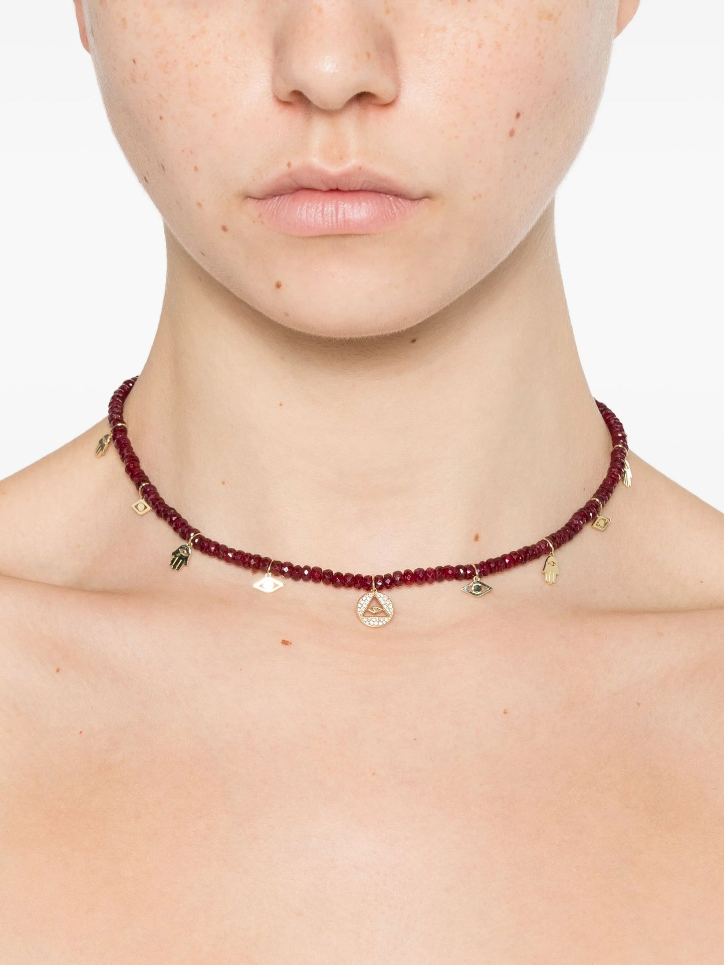 14K yellow gold beaded necklace