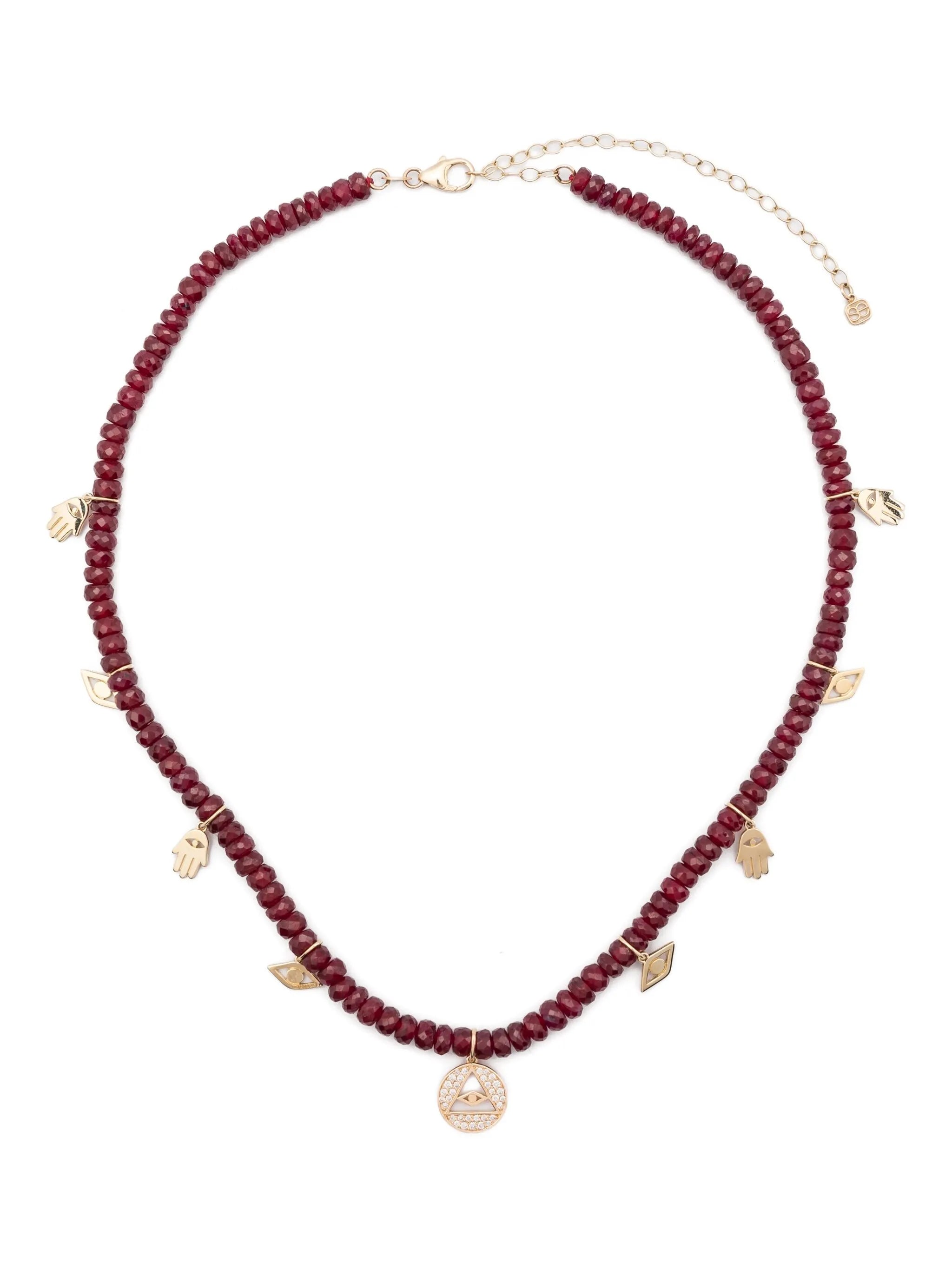 14K yellow gold beaded necklace
